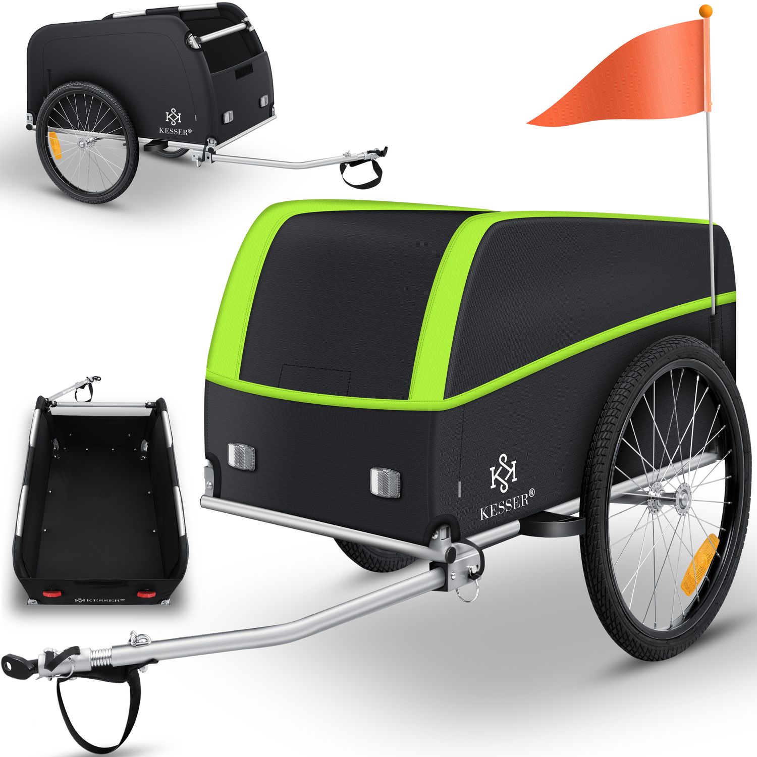 KESSER&reg; Fahrradanh&auml;nger Lastenanh&auml;nger Transportanh&auml;nger Hochdeichsel mit Kupplung, Inkl. Abdeckung  Klappfunktion Hochdeichsel Anh&auml;nge f&uuml;r Fahrrad Transportbox mit 120 Liter Max. 40 kg 