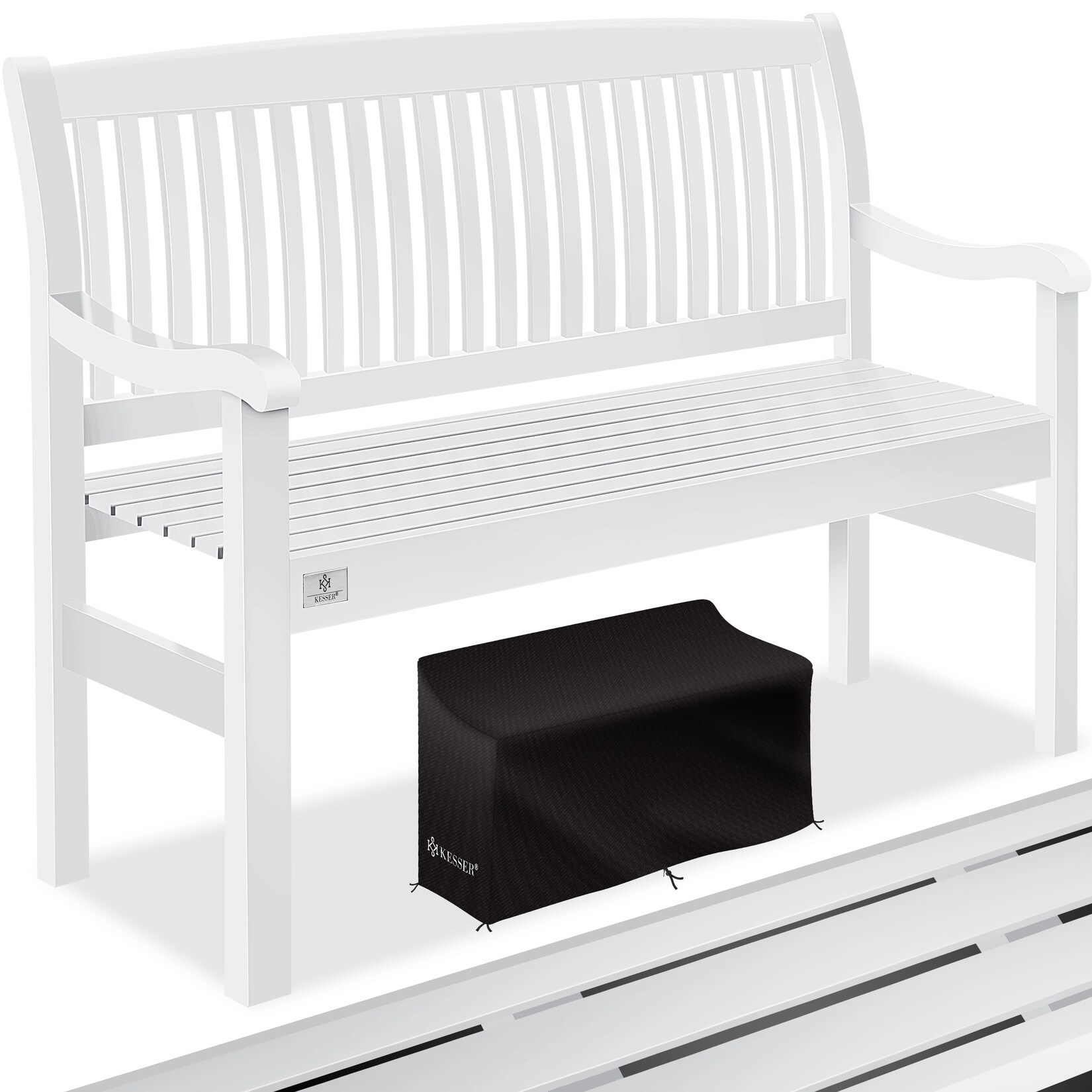 ® Gartenbank Holz Holzbank wetterfest   Für 3 bis 4 Personen   Parkbank aus Massivholz   Sitzbank  belastbar   Balkonbank Bank für Balkon Terrasse & Garten inkl. Cover