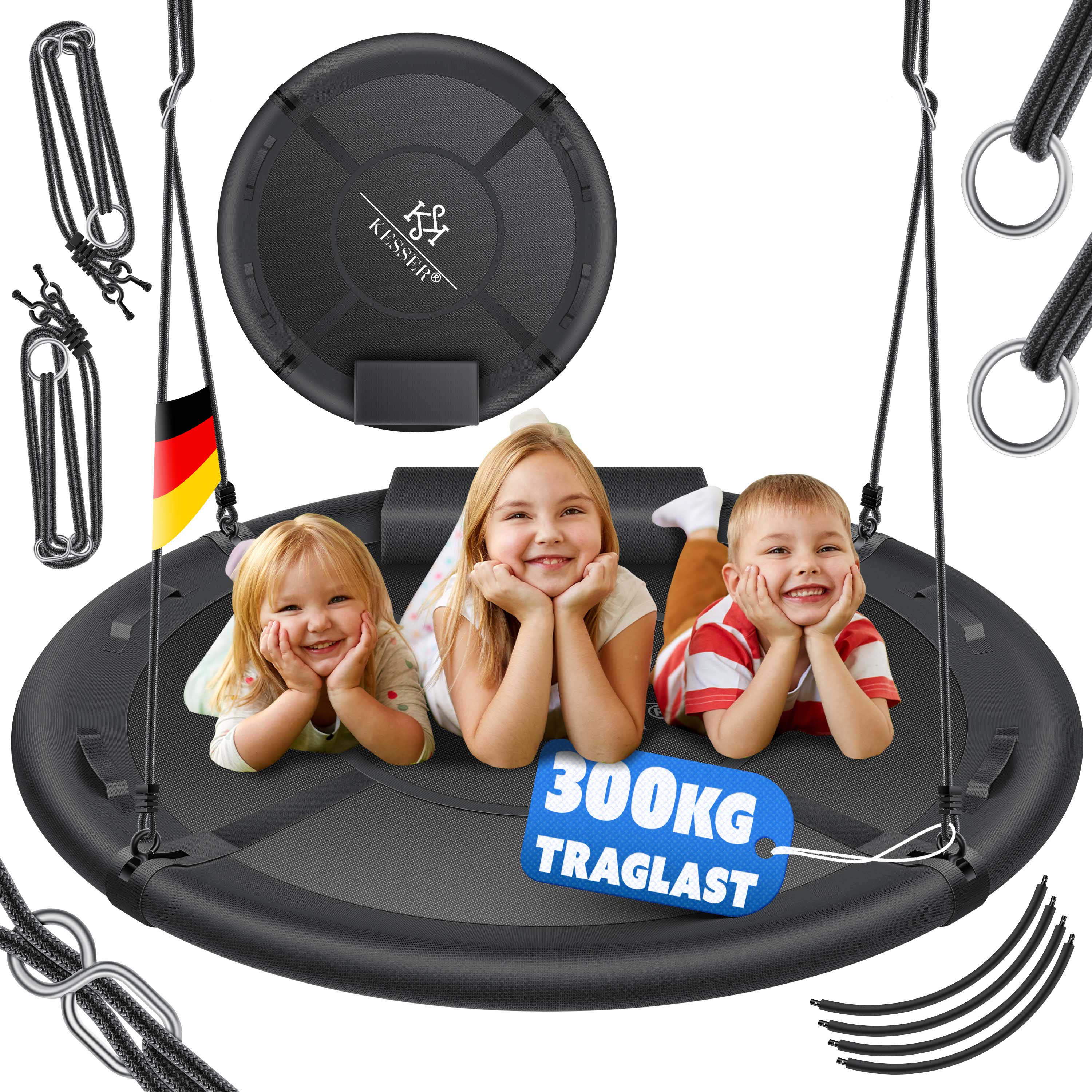 KESSER&reg; Nestschaukel Tellerschaukel H&auml;ngeschaukel Rundschaukel Schaukel verstellbar Garten-Schaukel Kinderschaukel Indoor - Outdoor-Schaukel f&uuml;r Kinder & Erwachsene 