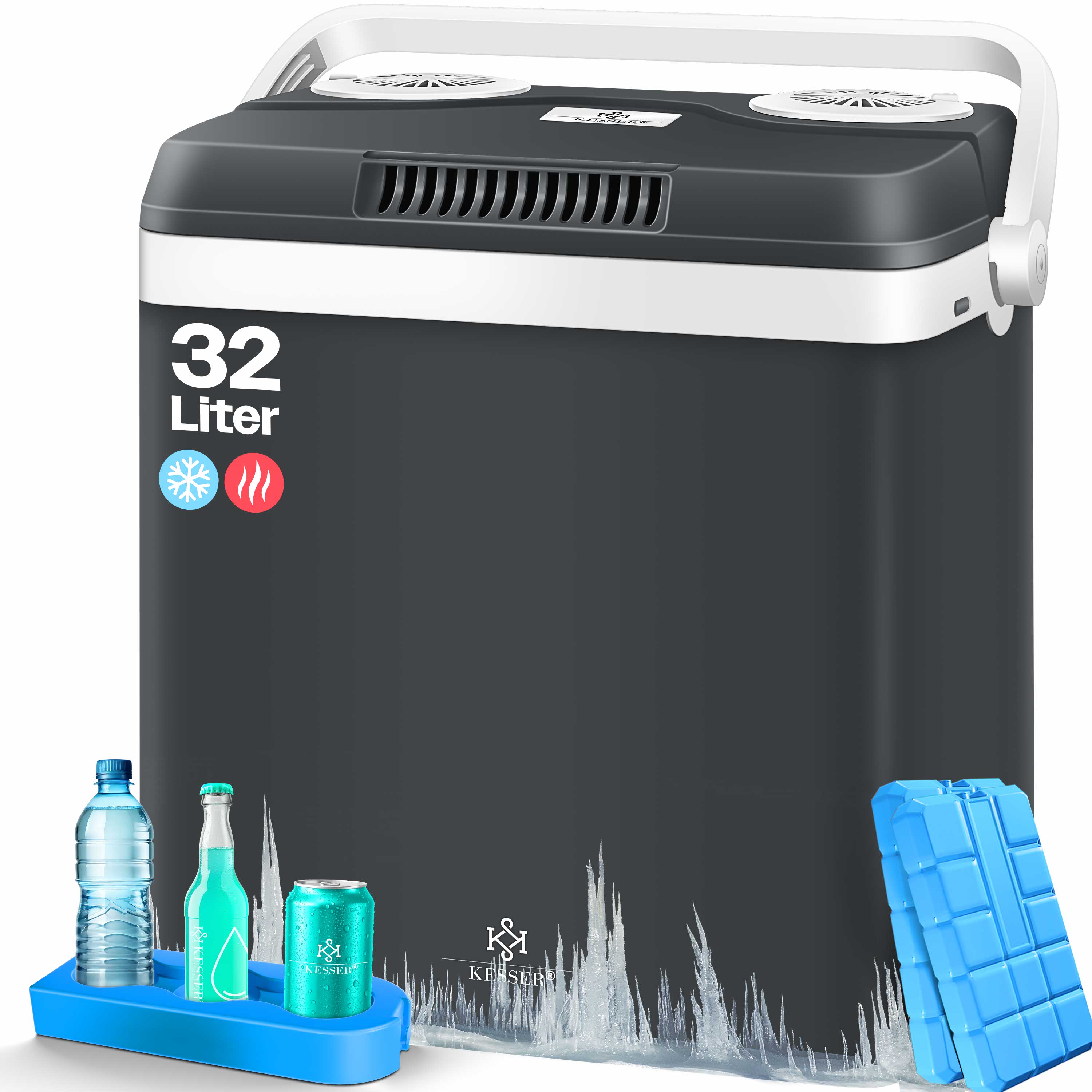 KESSER&reg; 32 L K&uuml;hlbox 12V, 230V Stecker, Mini-K&uuml;hlschrank, Thermoelektrische Warmhaltebox 