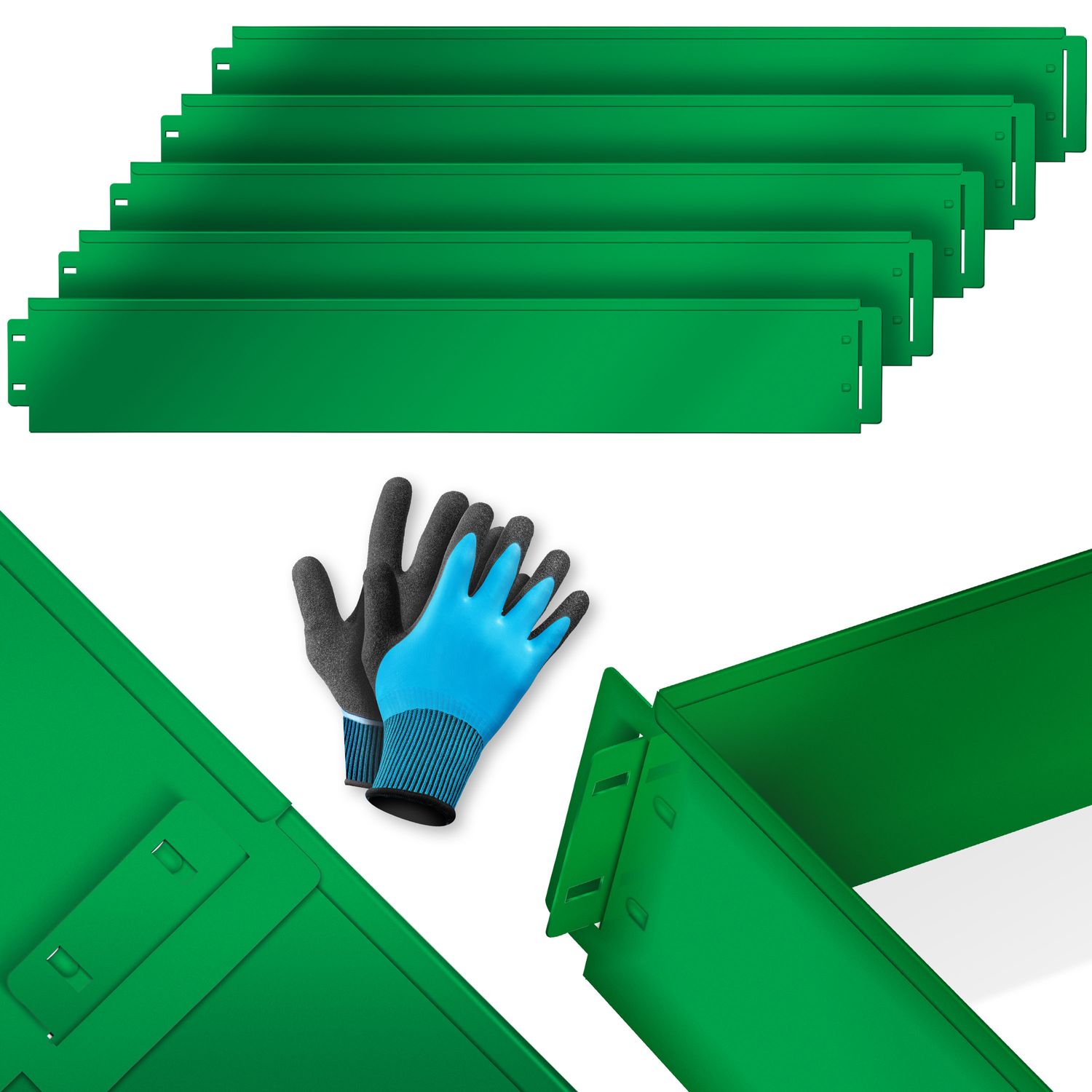 KESSER&reg; Rasenkante Beeteinfassung Beetumrandung 5 bis 50m Beetbegrenzung Rasenbleche M&auml;hkante Metall Palisade Inkl. Handschuhe 