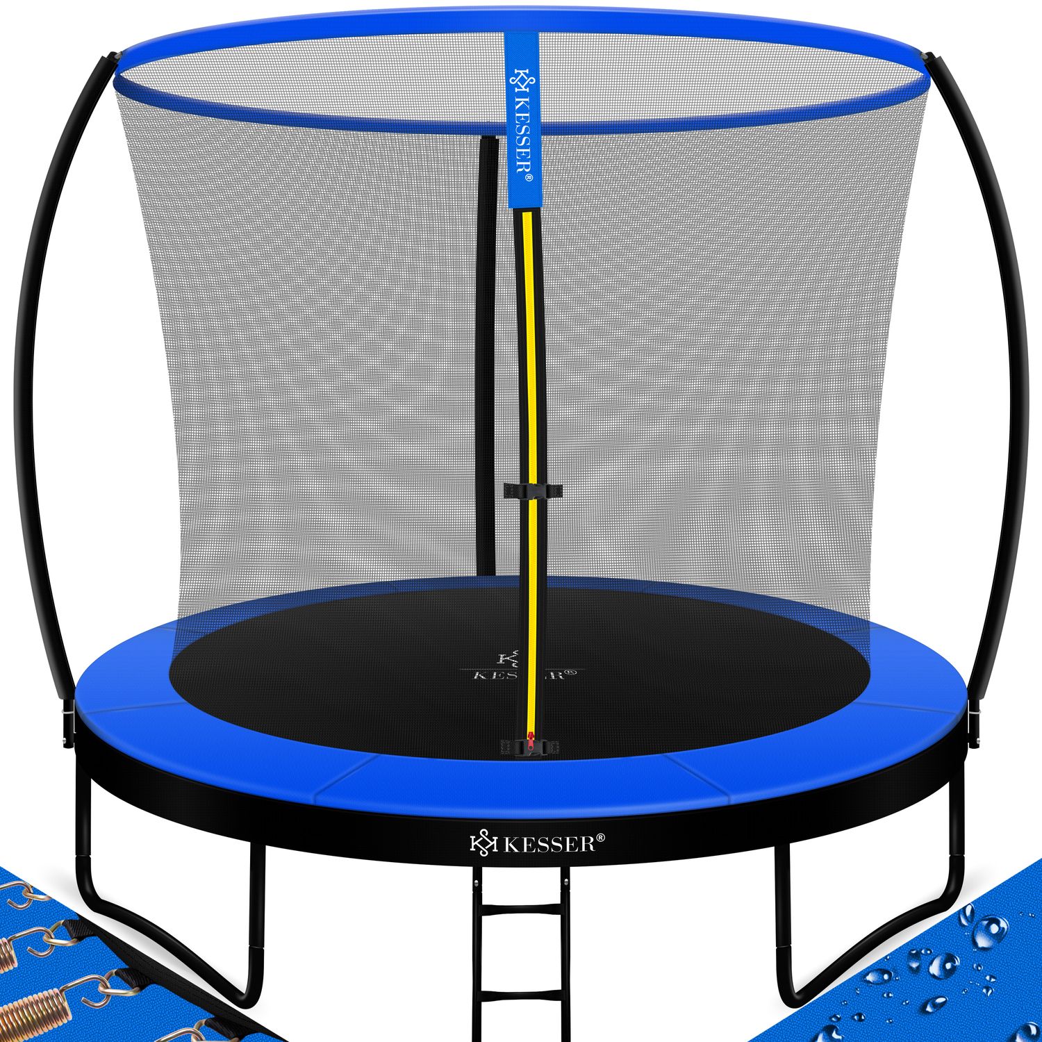 KESSER&reg; Trampolin Gartentrampolin | T&Uuml;V Rheinland GS Zertifiziert | Kindertrampolin bis 150 kg | Komplettset mit Sicherheitsnetz, Leiter, Randabdeckung, Seitentasche & Zubeh&ouml;r 
