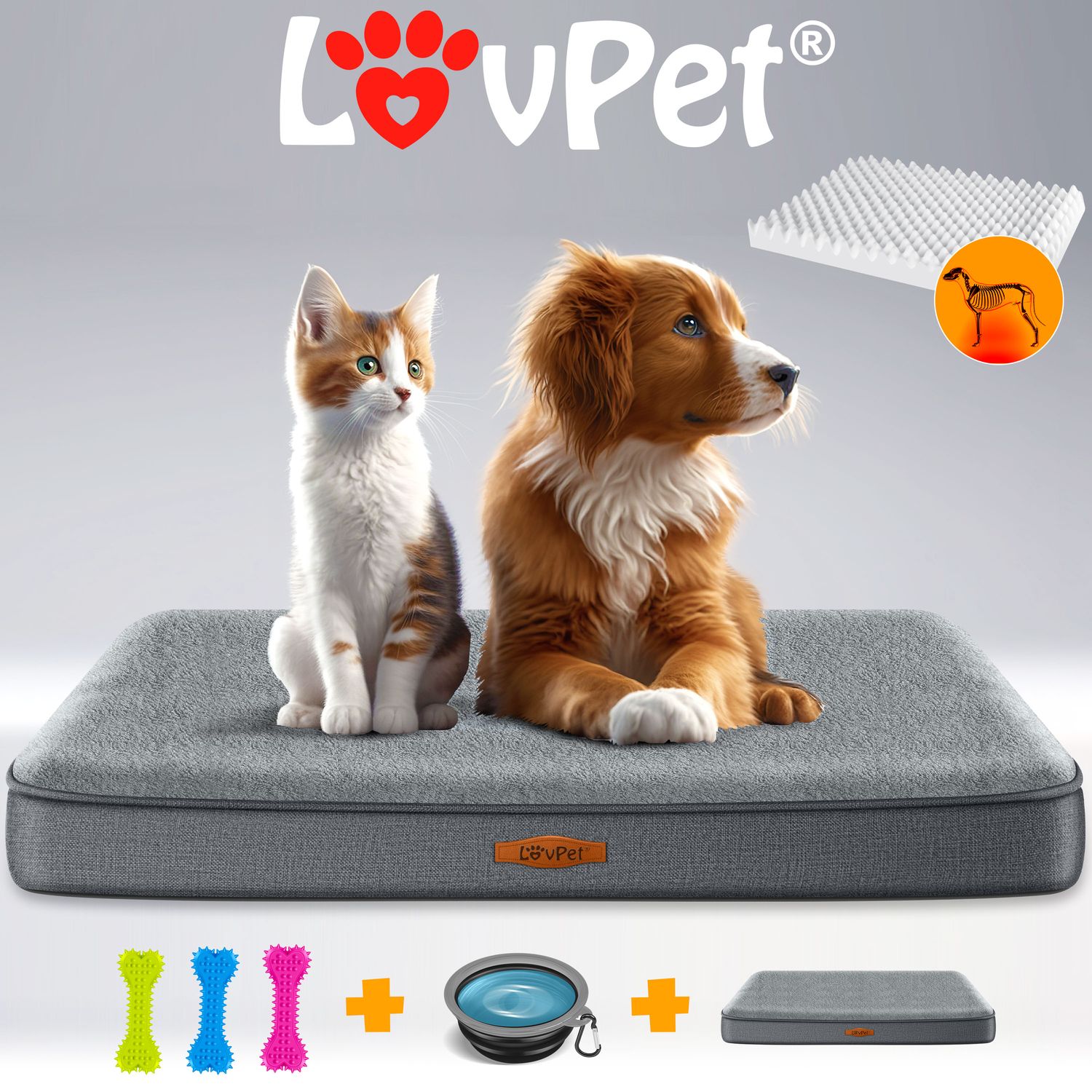 Nudoraw Hundebett 91x61cm - Waschbares Kuschelbett Für Große Hunde