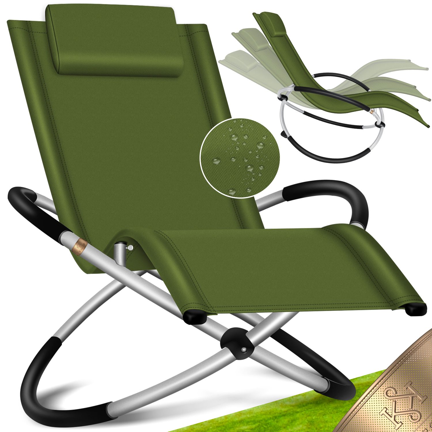 KESSER&reg; Relaxliege Liegestuhl | Gartenliege | Gartenstuhl | Klappstuhl faltbar | Schwungliege | Schaukelsessel | ergonomische Relaxsessel | wetterfest | 180 kg Belastung | 174 x 78 x 89 cm 