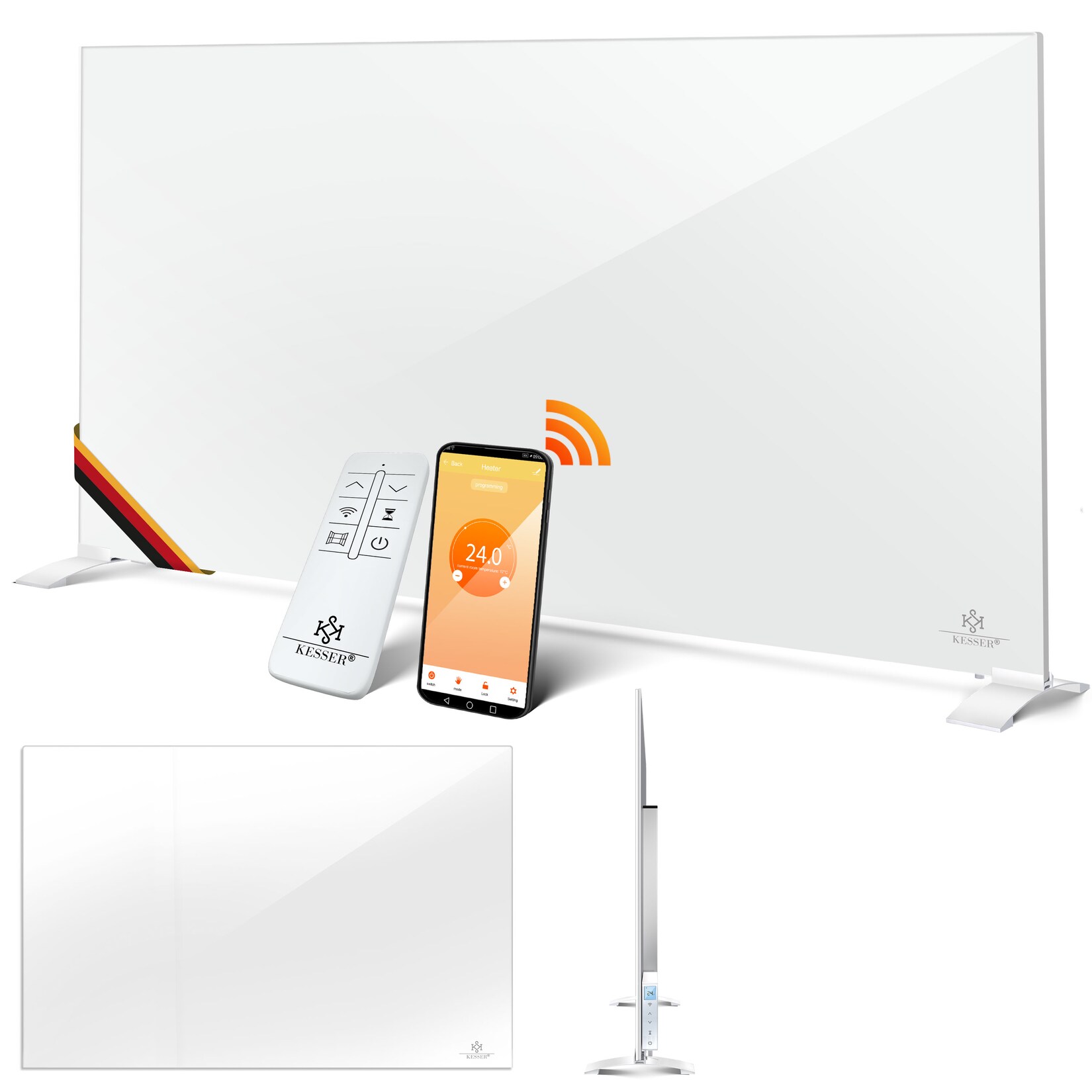 ® Infrarotheizung Aluminiumheizung Energiesparend 2in1 Standgerät & Wandmontage Elektroheizung mit Erkennung Offener Fenster + Fernbedienung & App-Steuerung Thermostat Infrarot Heizpaneel