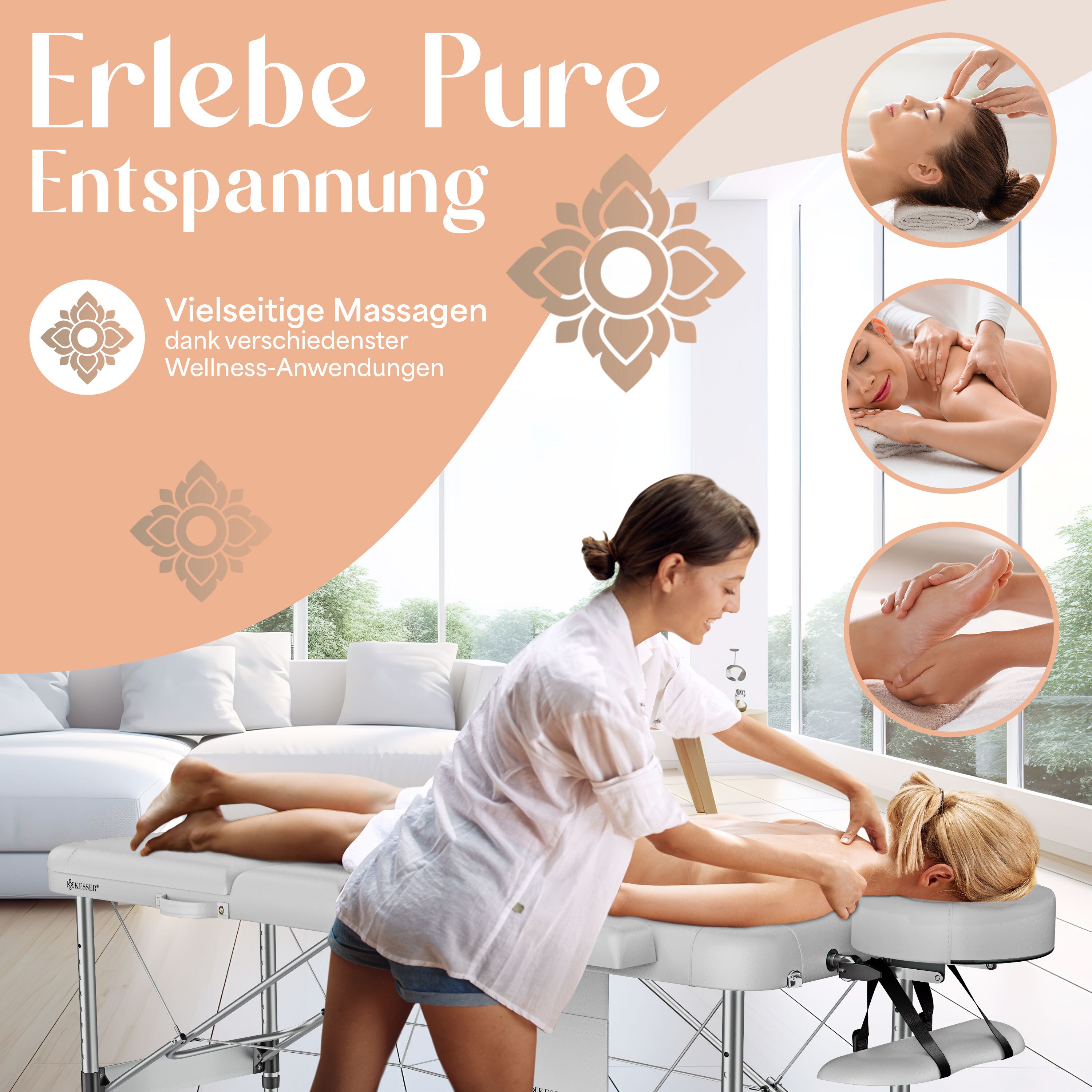 Massageliege Klappbar Aus Holz & Kunstleder – Höhenverstellbar 62-80 Cm, Mit Tragetasche