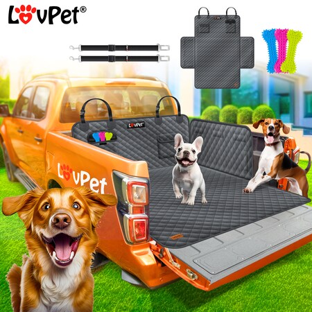 LOVPET® Kofferraumschutz Hund gesteppt mit Seiten- und Ladekantenschutz, Universale  Kofferraum-Schutzmatte für Hunde