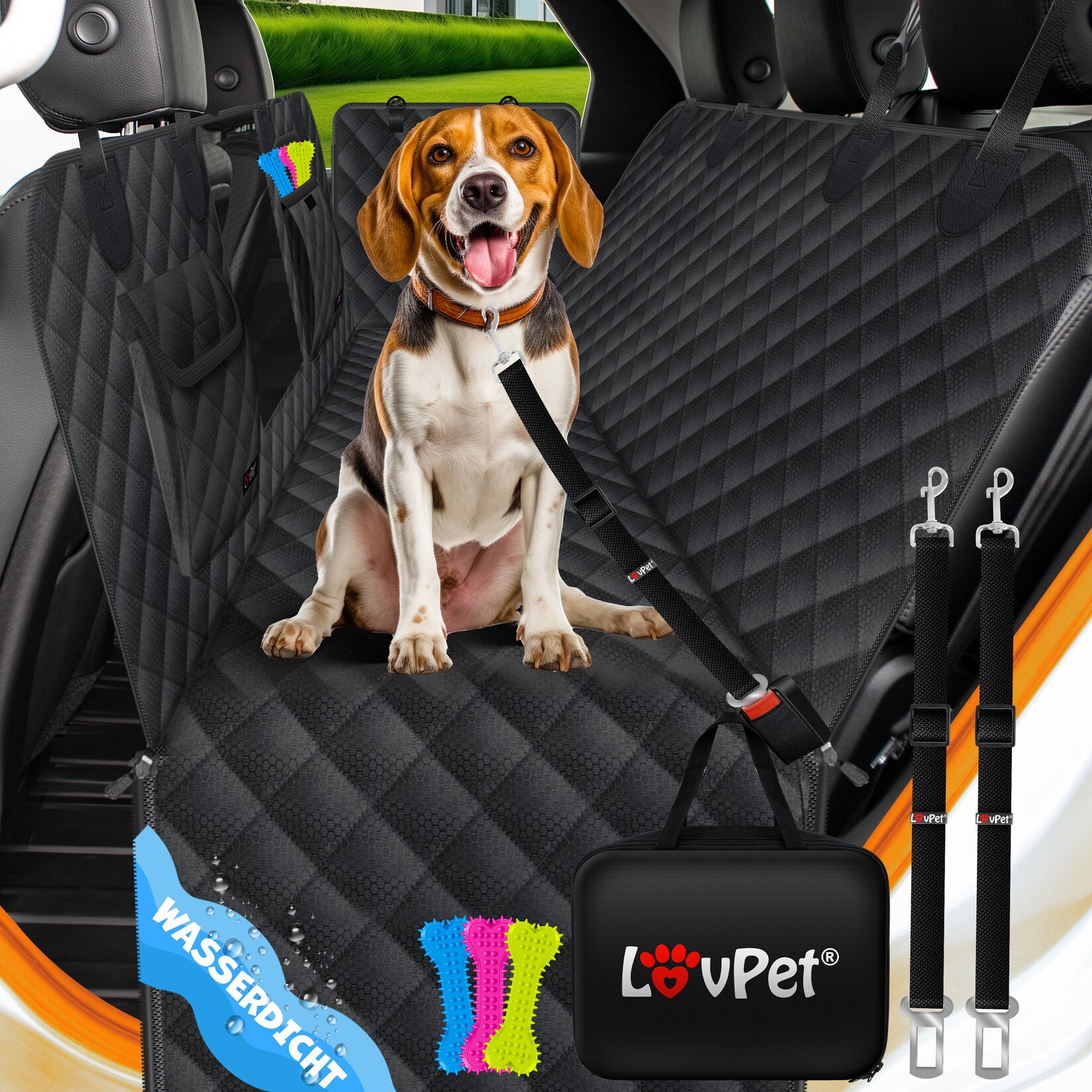 LovPet® 2in1 Hundedecke für Auto Rückbank & Kofferraum mit Seitenschutz und Sichtfenster Kofferraumschutz - Wasserabweisende Hunde Autoschondecke Universal Autoschutzdecke Autodecke Rücksitz