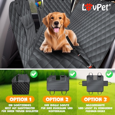 LovPet® 2in1 Hundedecke für Auto Rückbank & Kofferraum mit