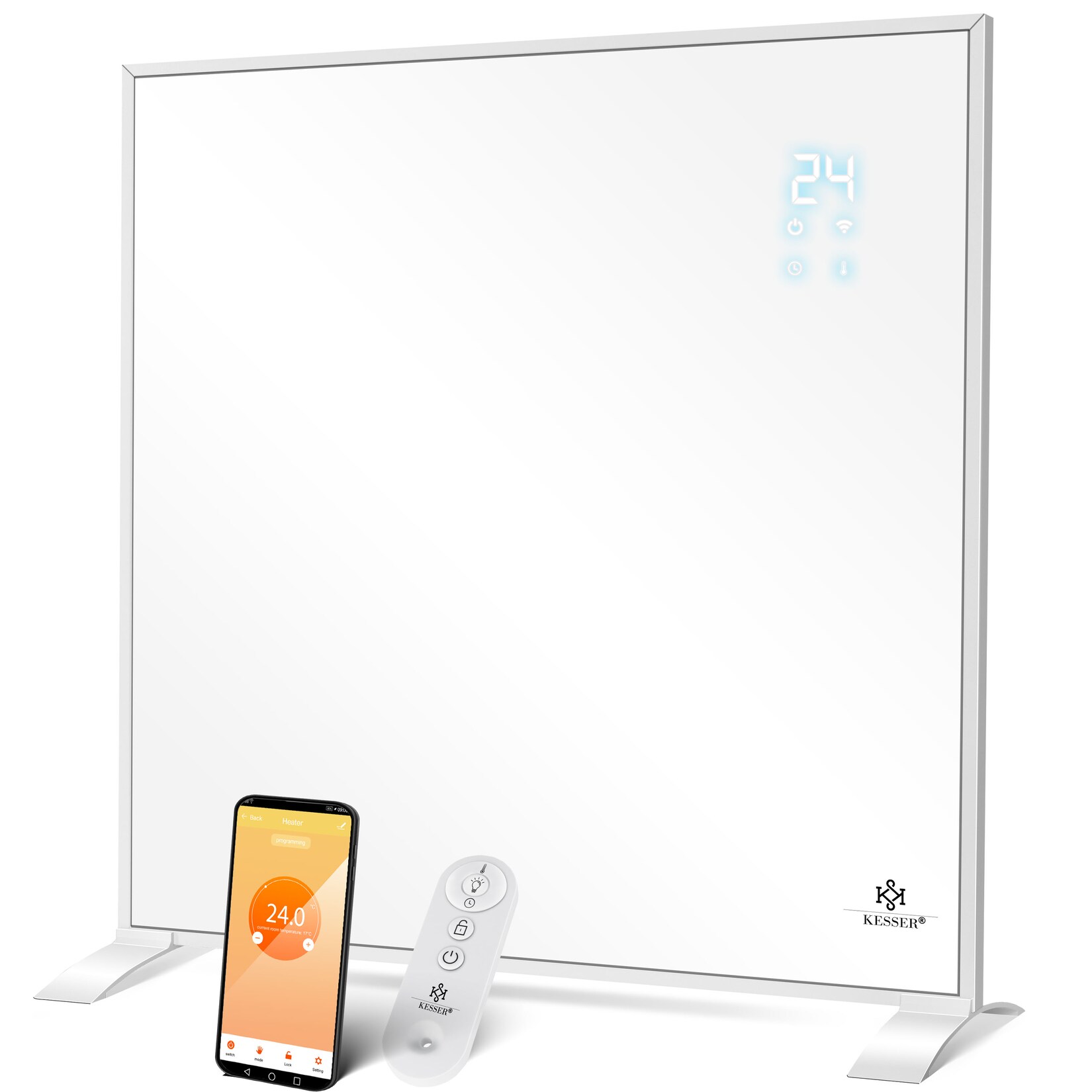 ® Infrarotheizung Energiesparend Infrarot Standgerät & Wandmontage Elektroheizung mit Fernbedienung Thermostat & App-Steuerung Elektrisch Heizpaneel Heizung Konvektor Standfüße