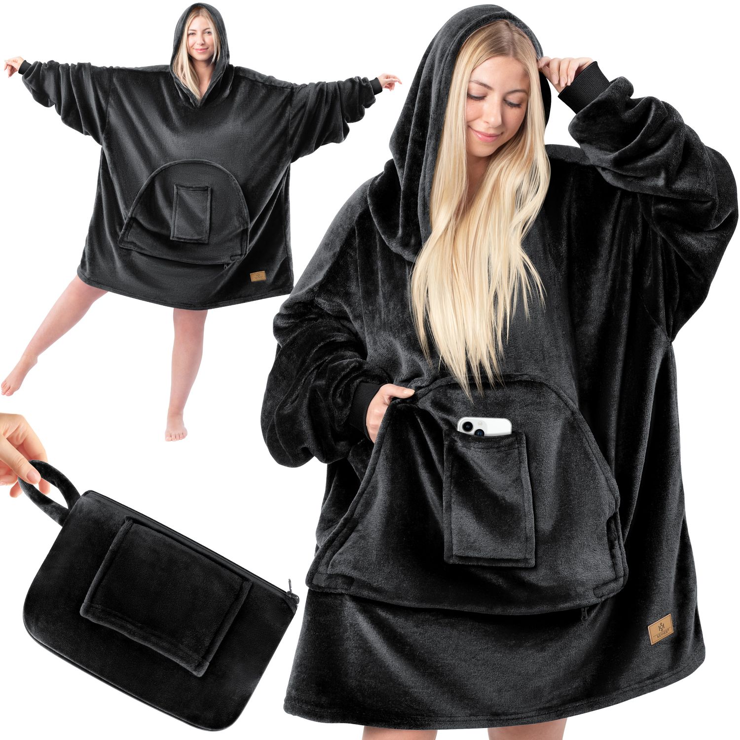 KESSER® Hoodie Decke Kuscheldecke mit Ärmeln Deckenpullover