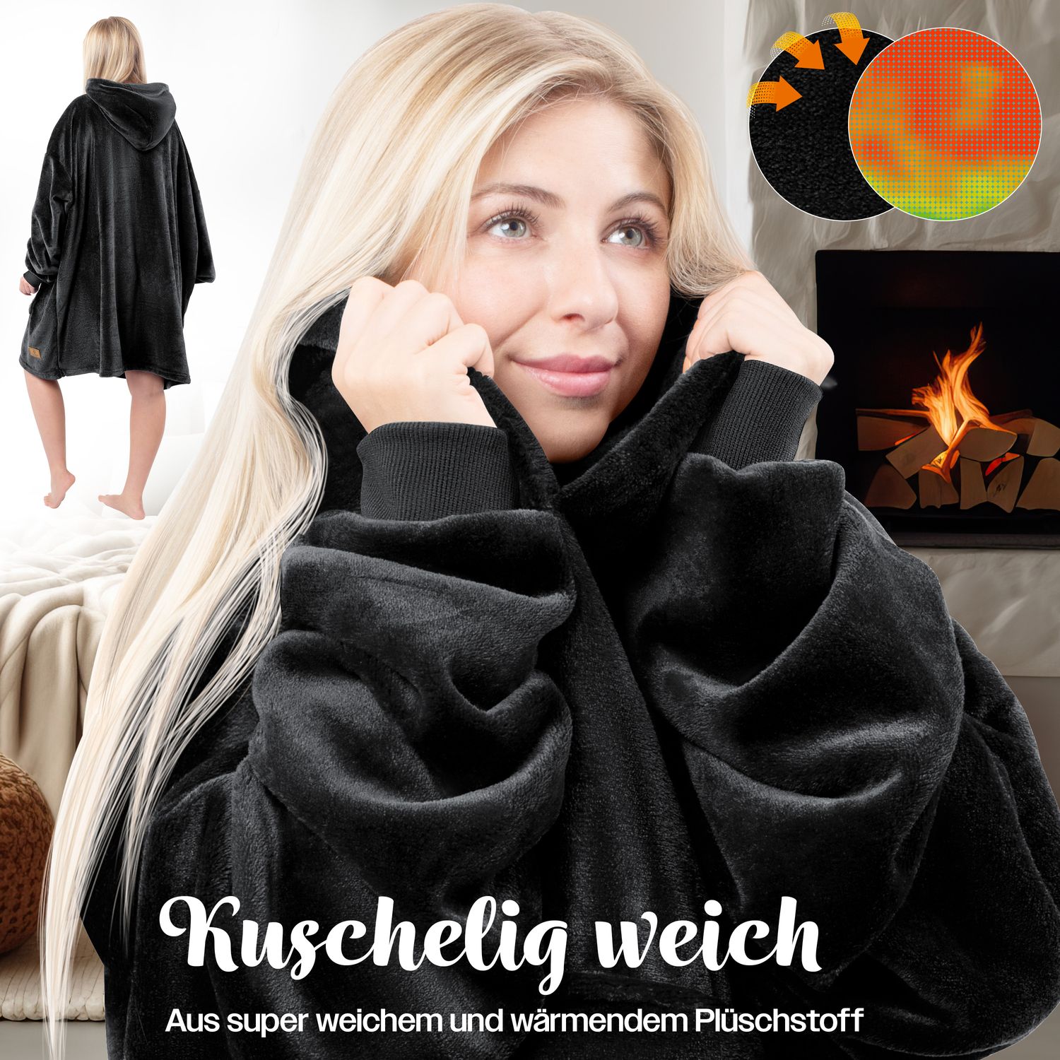 Pullover Kuschel Hoodies Damen KESSER® Hoodie Decke Kuscheldecke