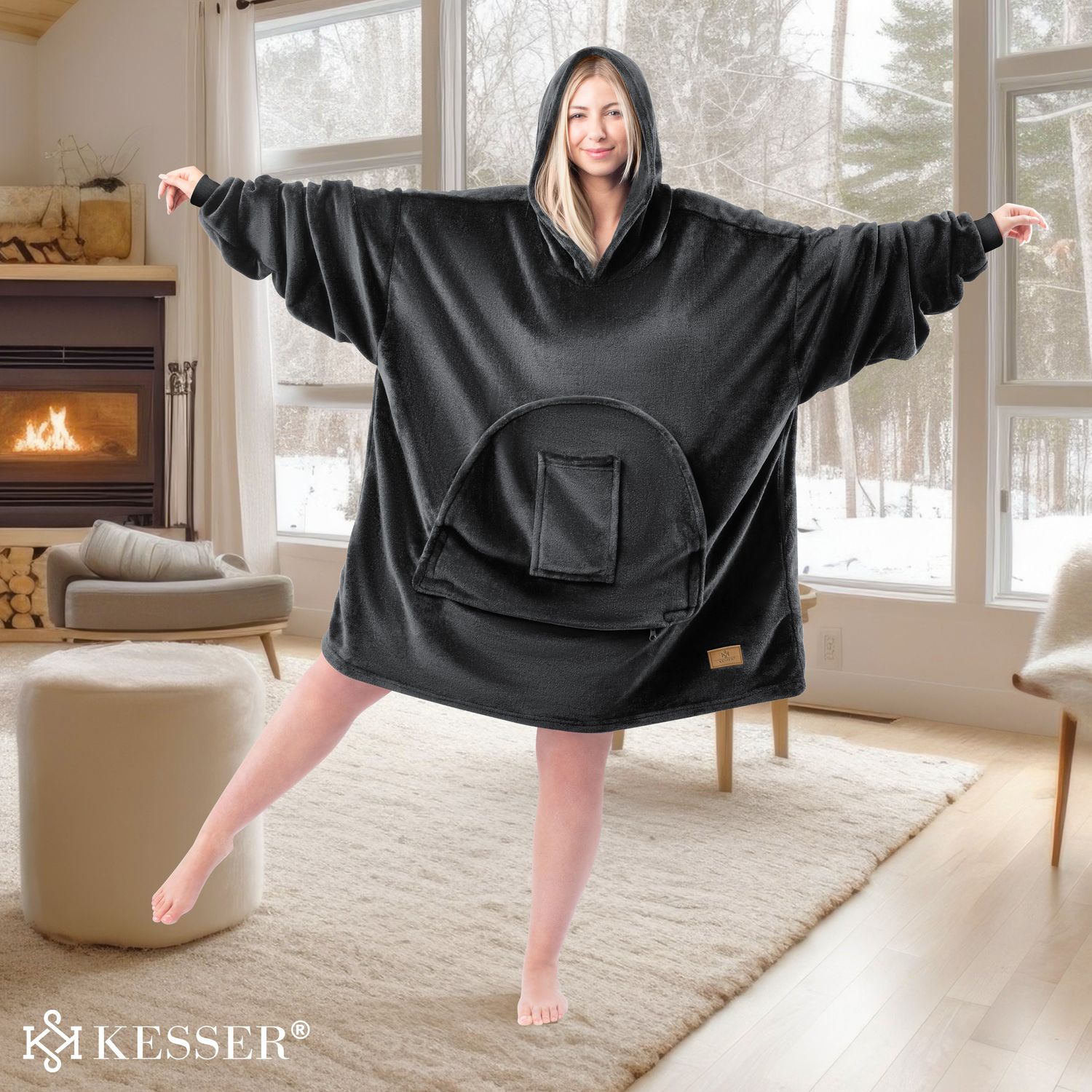 KESSER® Hoodie Decke Kuscheldecke mit Ärmeln Deckenpullover