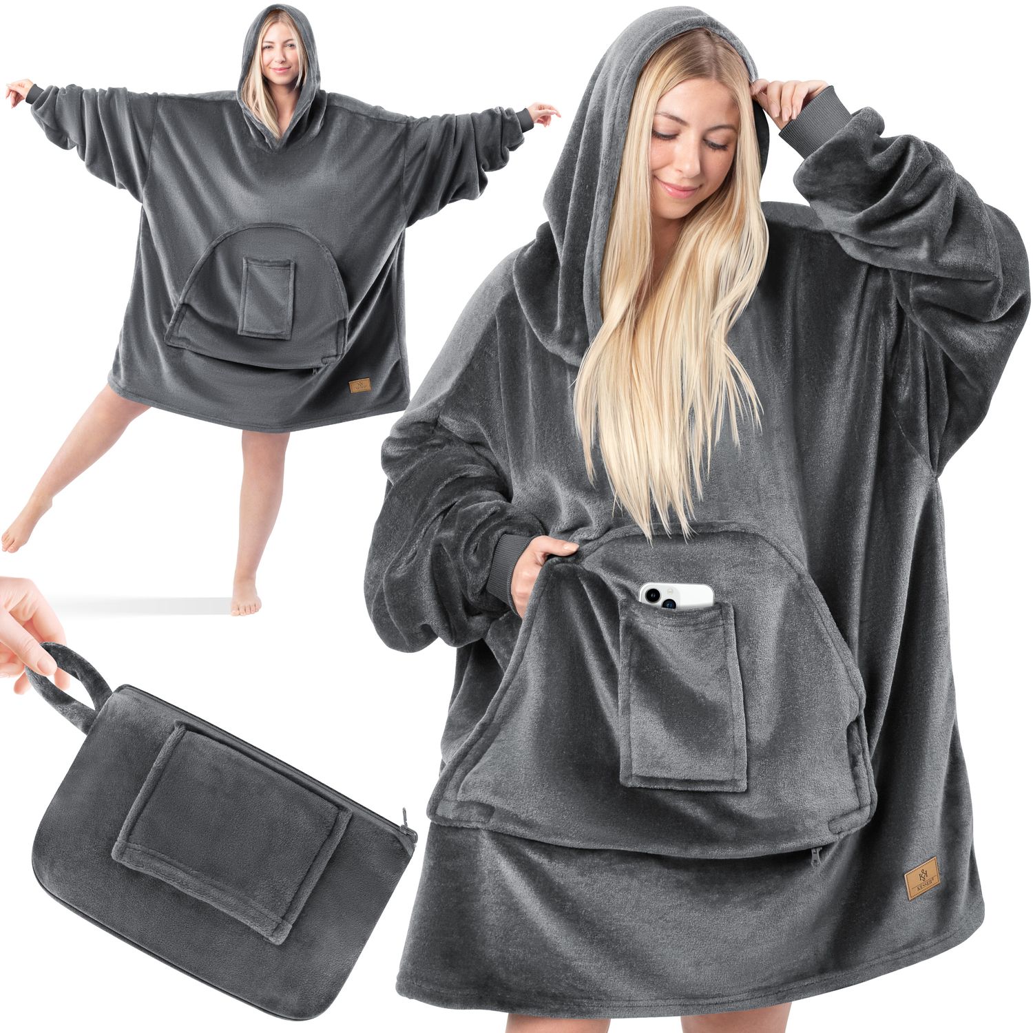 KESSER&reg; Hoodie Decke Kuscheldecke mit &Auml;rmeln Deckenpullover Vielseitig&nbsp;Tragbare Decke zum Anziehen f&uuml;r Damen & Herren, Sweatshirt Warm Kuschelpullover Erwachsene weich &Auml;rmeldecke Oversize 