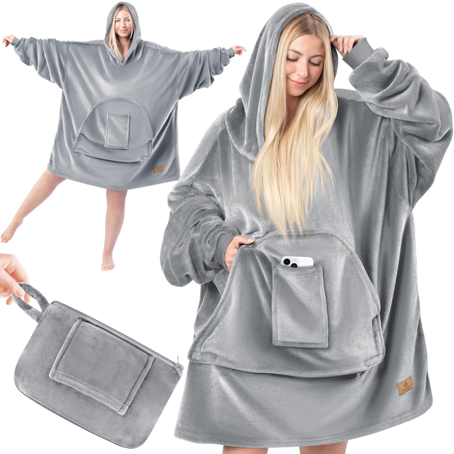 KESSER&reg; Hoodie Decke Kuscheldecke mit &Auml;rmeln Deckenpullover Vielseitig&nbsp;Tragbare Decke zum Anziehen f&uuml;r Damen & Herren, Sweatshirt Warm Kuschelpullover Erwachsene weich &Auml;rmeldecke Oversize 