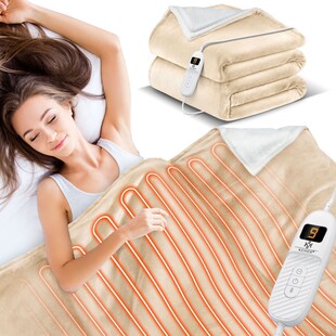 KESSER® Heizdecke mit Abschaltautomatik Doppelseitig Elektrische Wärmedecke | Kuscheldecke Bett, Sofa | 9 Temperaturstufen | waschbar bis 40°C | mit Timer Digitalanzeige 