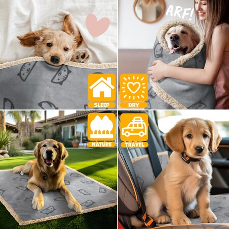 LOVPET® wasserdichte Hundedecke, Sherpa Fleece Haustier Decke + 3x  Spielzeugknochen, maschinenwaschbar, beidseitiger Sofabezug-Schutz bei Marktkauf  online bestellen