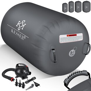 KESSER® Aufblasbare Air Roll Airtrack, Gymnastik-Rolle | inkl. Tragetasche & elektr. Luftpumpe | Barrel Gymnastik Tumbling | Yoga Gymnastik Rolle Gymnastikmatte, Fitnessrolle 