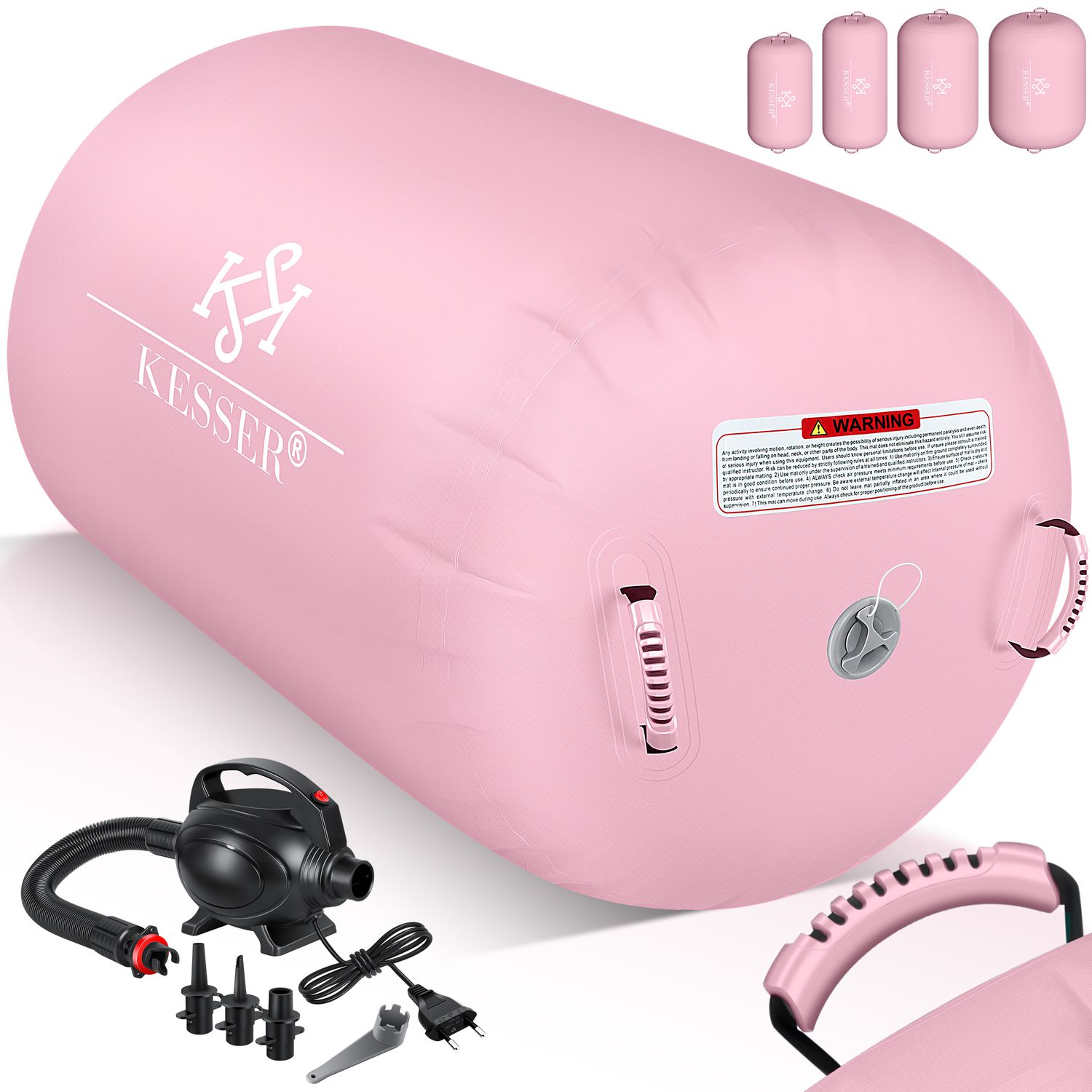 KESSER&reg; Aufblasbare Air Roll Airtrack, Gymnastik-Rolle | inkl. Tragetasche & elektr. Luftpumpe | Barrel Gymnastik Tumbling | Yoga Gymnastik Rolle Gymnastikmatte, Fitnessrolle 