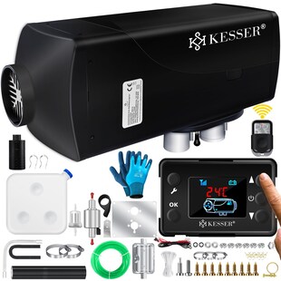 KESSER® Standheizung 5 & 8KW für Diesel | Diesel-Heizung mit LCD-Display und Fernbedienung | Lufterhitzer mit Schalldämpfer für Auto PKW LKW Wohnmobil | Heizung & Timer sowie Thermostat | 12V/24V KFZ 