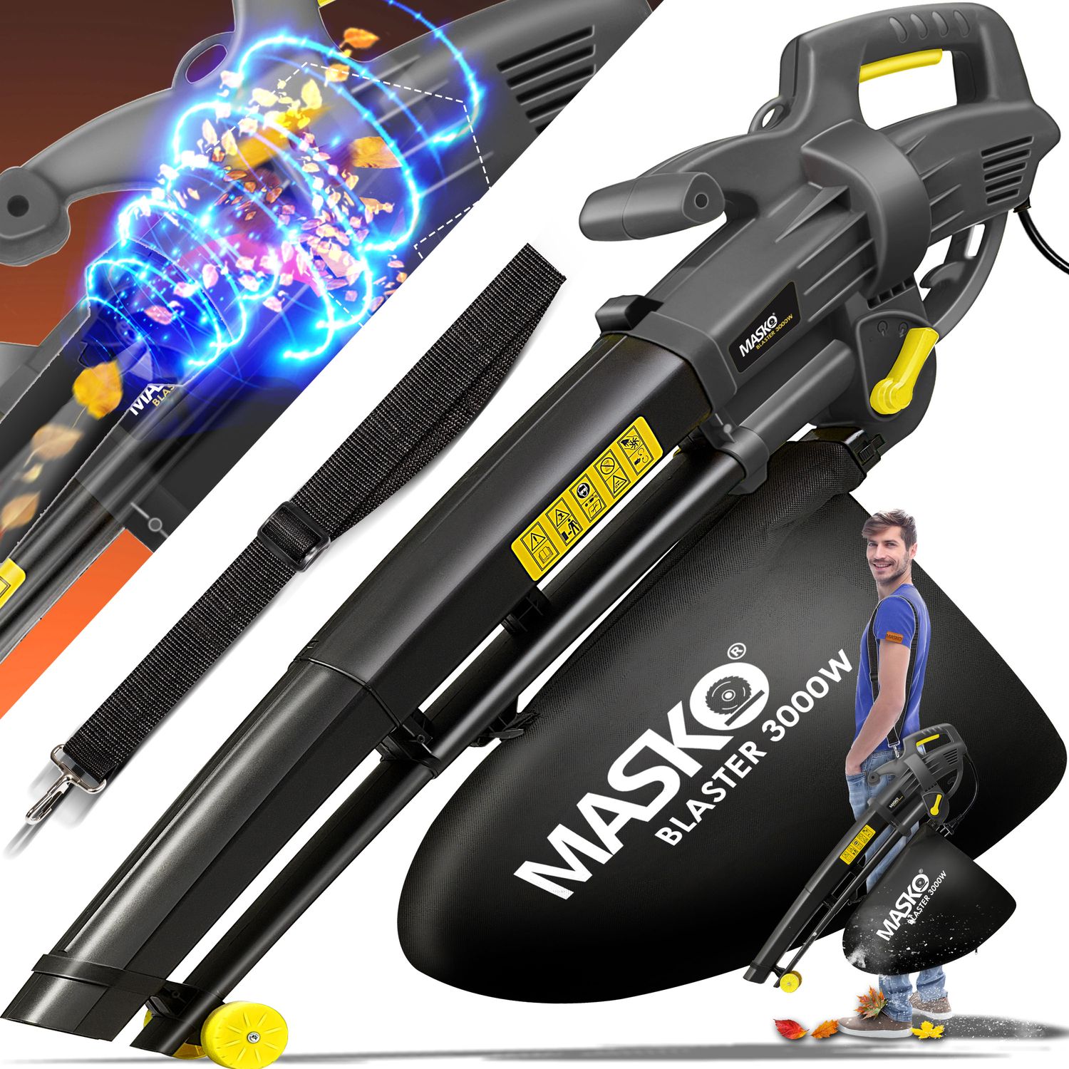 MASKO&reg; Elektro Laubsauger 3in1 Elektrischer 3000W 45L Laubbl&auml;ser Laubh&auml;cksler 