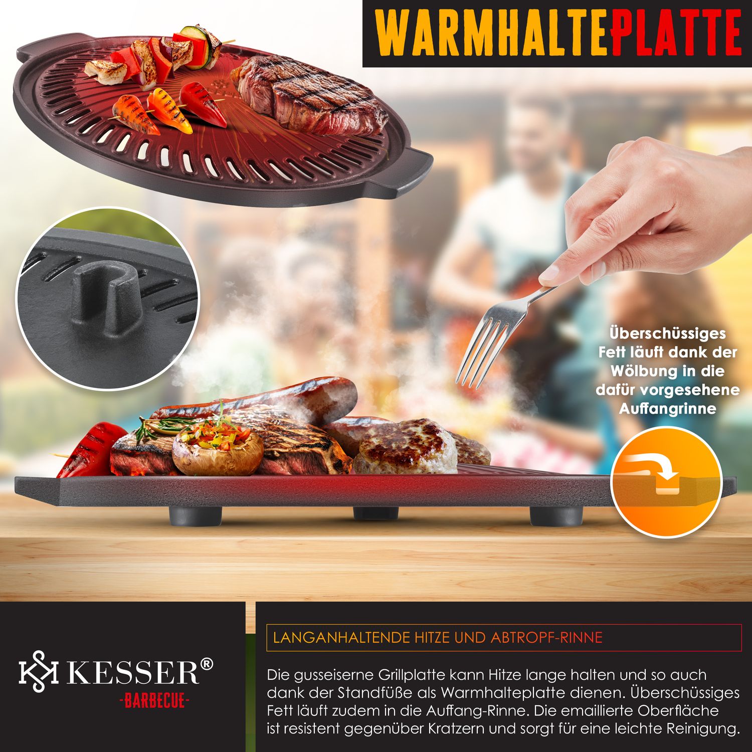 KESSER® Grillplatte für Raketenofen, Dutch Oven BBQ Rakete Holzofen