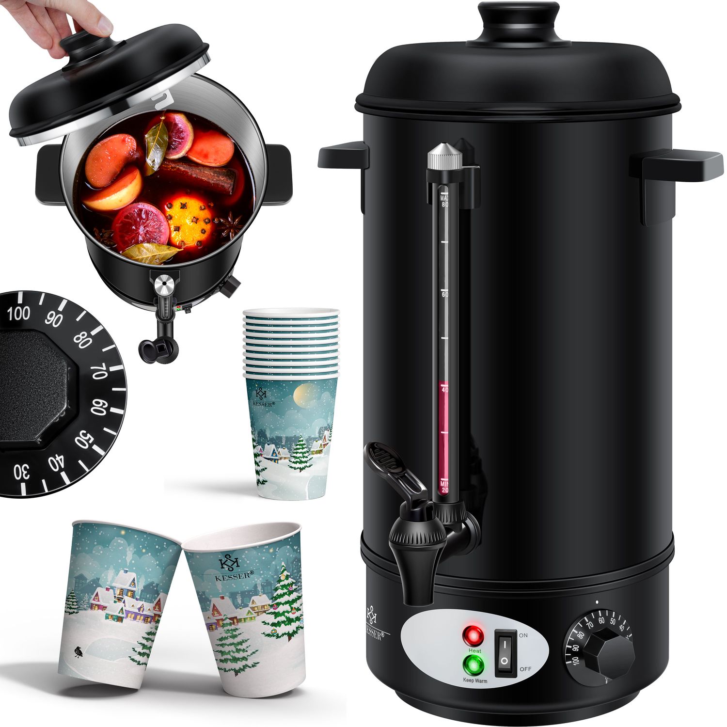 KESSER&reg; Gl&uuml;hweinkessel Edelstahl Gl&uuml;hweinkocher Gl&uuml;hweinautomat Hei&szlig;getr&auml;nkeautomat Wasserkocher Hei&szlig;wasserspender Kocher Einkochautomat 