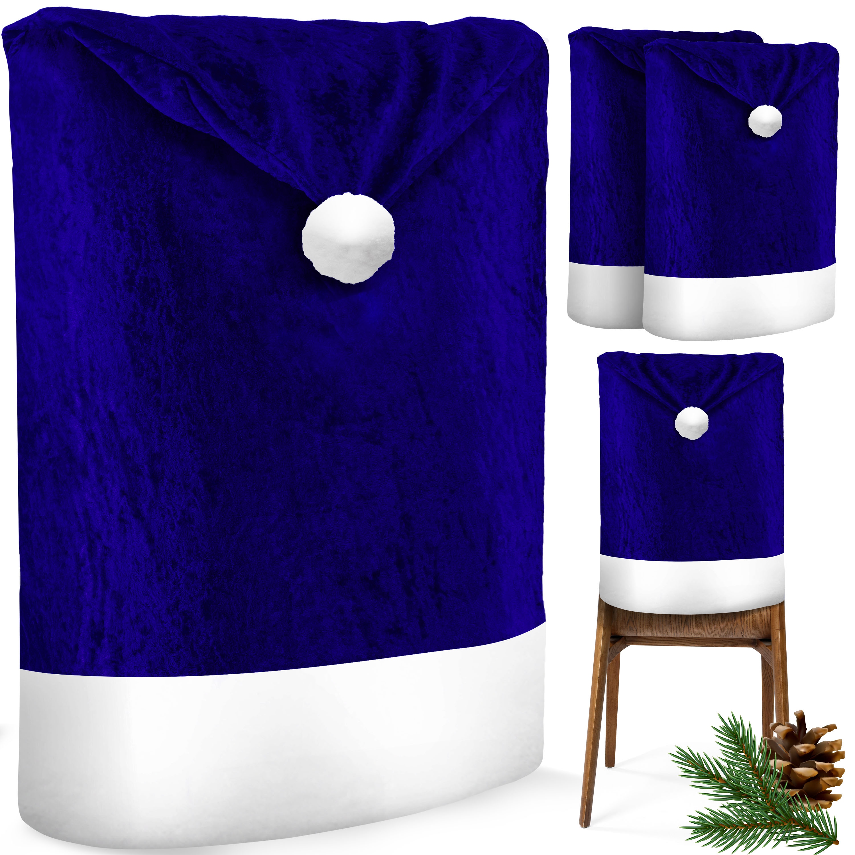 KESSER&reg; Premium Weihnachtsstuhl&uuml;berzug Set Stuhlhussen f&uuml;r Weihnachten Nikolausm&uuml;tze Stuhlbezug Husse Weihnachtsdeko f&uuml;r St&uuml;hle &Uuml;berzieher - Stuhlabdeckung im weihnachtlichen Design 