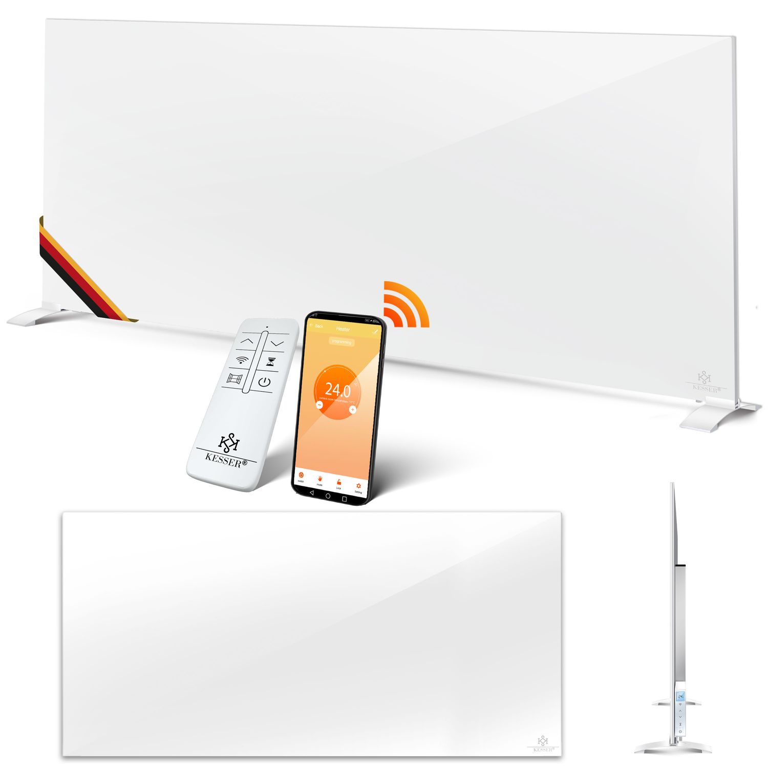 KESSER&reg; Infrarotheizung Aluminiumheizung Energiesparend 2in1 Standger&auml;t & Wandmontage Elektroheizung mit Erkennung Offener Fenster + Fernbedienung & App-Steuerung Thermostat Infrarot Heizpaneel 