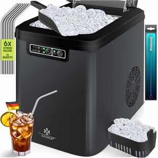 KESSER® Eiswürfelbereiter | Eiswürfelmaschine Edelstahl | Ice Maker | 12 in 24h | Zubereitung in 7 min | 2,2 Liter Wassertank | 2 Eiswürfel-Größen | LED-Display | Selbstreinigungsfunktion mit Zubehör 