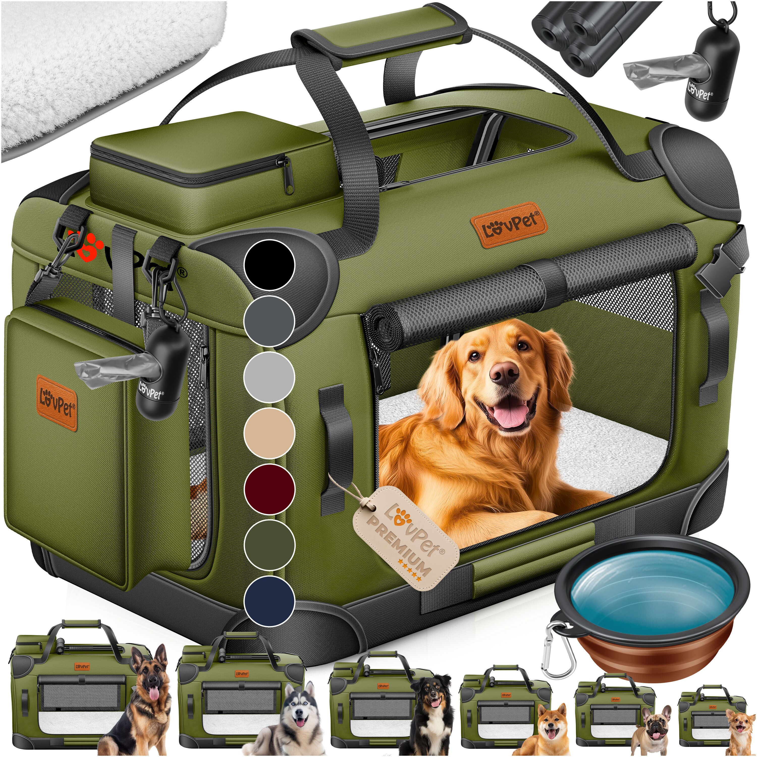 LOVPET&reg; Hundebox Hundetransportbox faltbar Inkl.Hundenapf Transporttasche Hundetasche Transportbox f&uuml;r Haustiere, Hunde und Katzen Haustiertransportbox 
