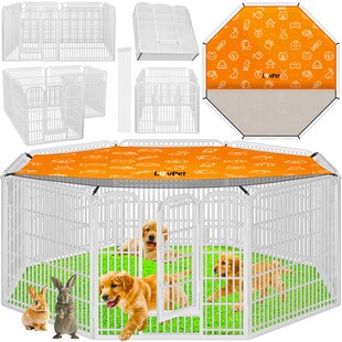 LovPet Welpenlaufstall Freilaufgehege Welpenauslauf Hundelaufstall Tierlaufstall Hunde, mit Tür und wetterfester laufstall Für Hund, Katze, Welpe, Kaninchen, Meerschweinchen 