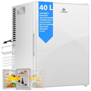 KESSER® Minikühlschrank mit Schloss, Minibar 40 Liter Nutzinhalt, Leise 22db, Abschließbar, Schlafzimmer, Wechselbarer Türanschlag, ca. 4°-16°C Höhe 57cm, Innenbeleuchtung Tisch-Kühlschrank 