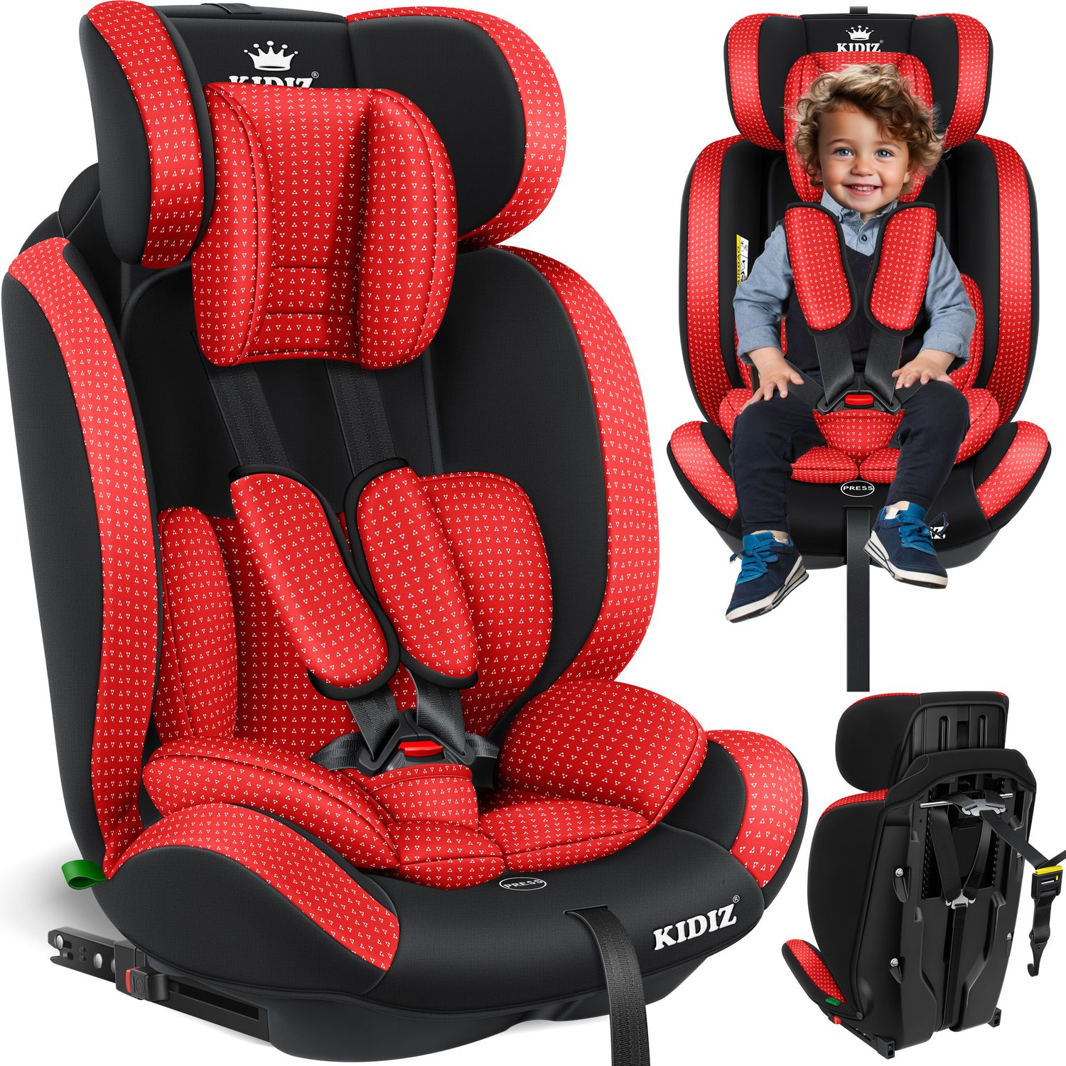 KIDIZ&reg; Autokindersitz Triangle Premium Kindersitz mit Isofix Kinderautositz | Autositz Sitzschale | 9 kg - 36 kg 1-12 Jahre | Gruppe 1/2/3 | universal | zugelassen nach ECE R129/03 
