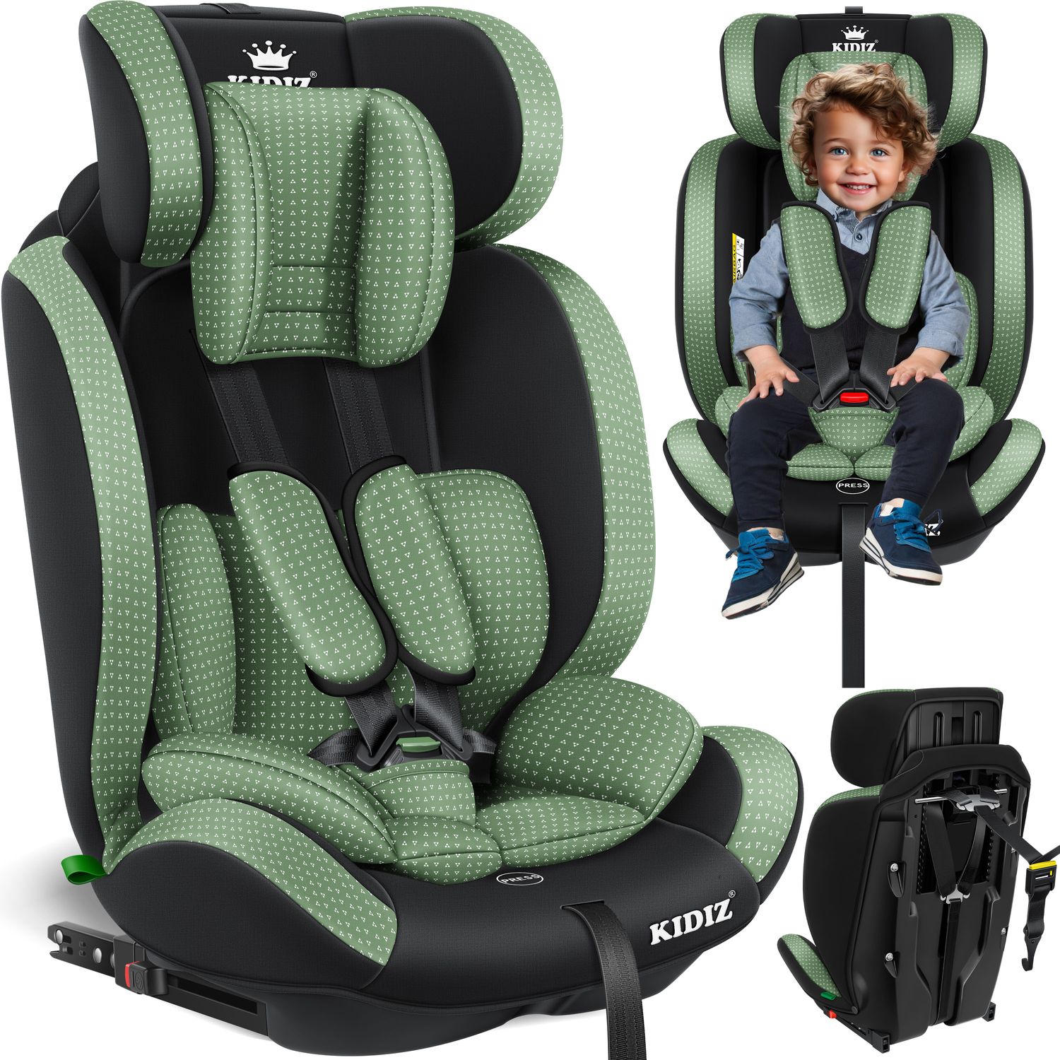 KIDIZ&reg; Autokindersitz Triangle Premium Kindersitz mit Isofix Kinderautositz | Autositz Sitzschale | 9 kg - 36 kg 1-12 Jahre | Gruppe 1/2/3 | universal | zugelassen nach ECE R129/03 