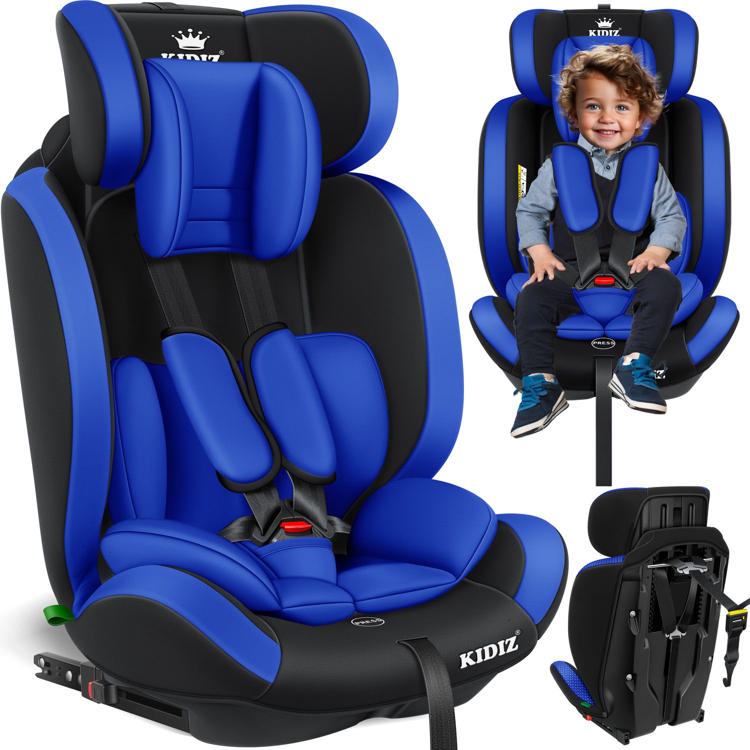 KIDIZ&reg; Autokindersitz Premium Kinderautositz Gruppe 1+2+3, 9-36 kg 5-Punkt-Sicherheitsgurt, Autositz, Kindersitz, Einstellbare Kopfst&uuml;tze, Mitwachsende Sitzerh&ouml;hung 1-12 Jahre, Stabil und Sicher 
