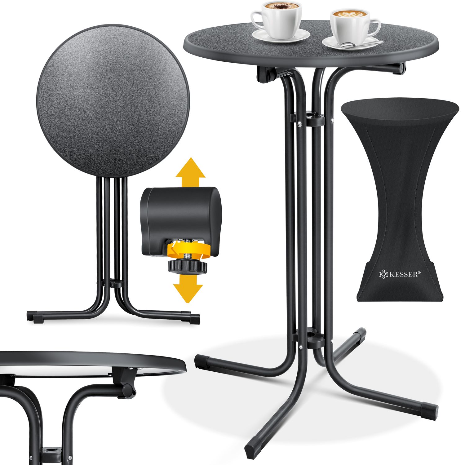 KESSER&reg; Gastro Stehtisch klappbar - Gastronomie Bistrotisch rund - Wetterbest&auml;ndiger Klapptisch Gartentisch - Runder Partytisch - Hitzebest&auml;ndig - Stabil und sicher 