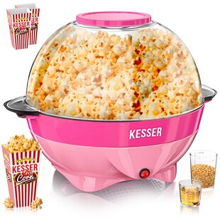KESSER® Popcornmaschine: 800W Popcornmaker - 5,5l großer Inhalt, Antihaftbeschichtung, Deckel & Servierschale, für Öl/Butter/Zucker, Stille & Schnelle, abnehmbare Heizfläche, inkl. Popcornbecher 