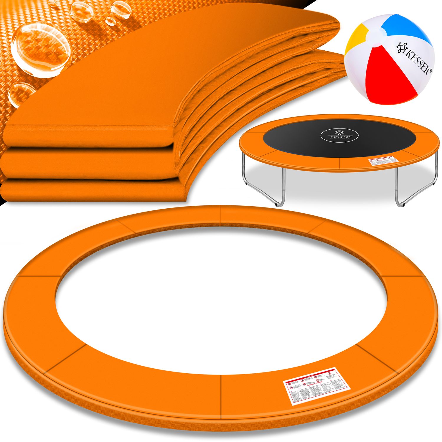 KESSER&reg; - Trampolin Randabdeckung &Oslash; 244 , 305 , 366 , 426 cm , 30cm breit 100% UV-best&auml;ndig rei&szlig;fest Federabdeckung , Gr&uuml;n , Blau 