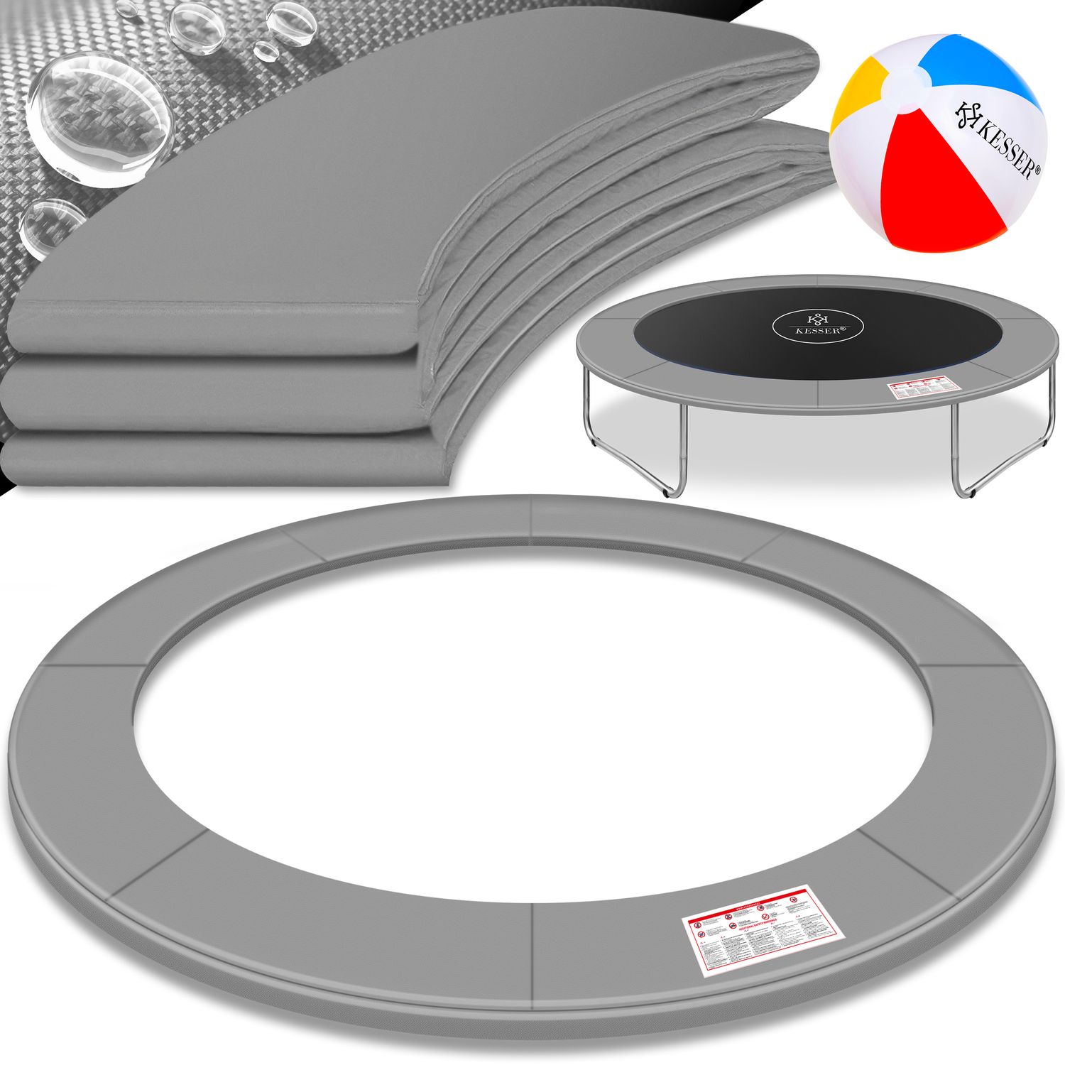 KESSER&reg; - Trampolin Randabdeckung &Oslash; 244 , 305 , 366 , 426 cm , 30cm breit 100% UV-best&auml;ndig rei&szlig;fest Federabdeckung , Gr&uuml;n , Blau 