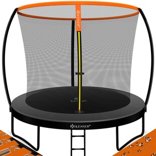 KESSER® Trampolin Gartentrampolin | TÜV Rheinland GS Zertifiziert | Kindertrampolin bis 150 kg | Komplettset mit Sicherheitsnetz, Leiter, Randabdeckung, Seitentasche & Zubehör 