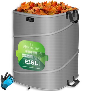 KESSER® Pop-Up-Gartensack Laubsack Gartenabfallsack inkl. Handschuhe | Selbststehend mit Griffen Stabil Robust & Faltbar | Laubsäcke Rasenschnitt Gartensäcke für Gartenabfälle Grünschnitt 