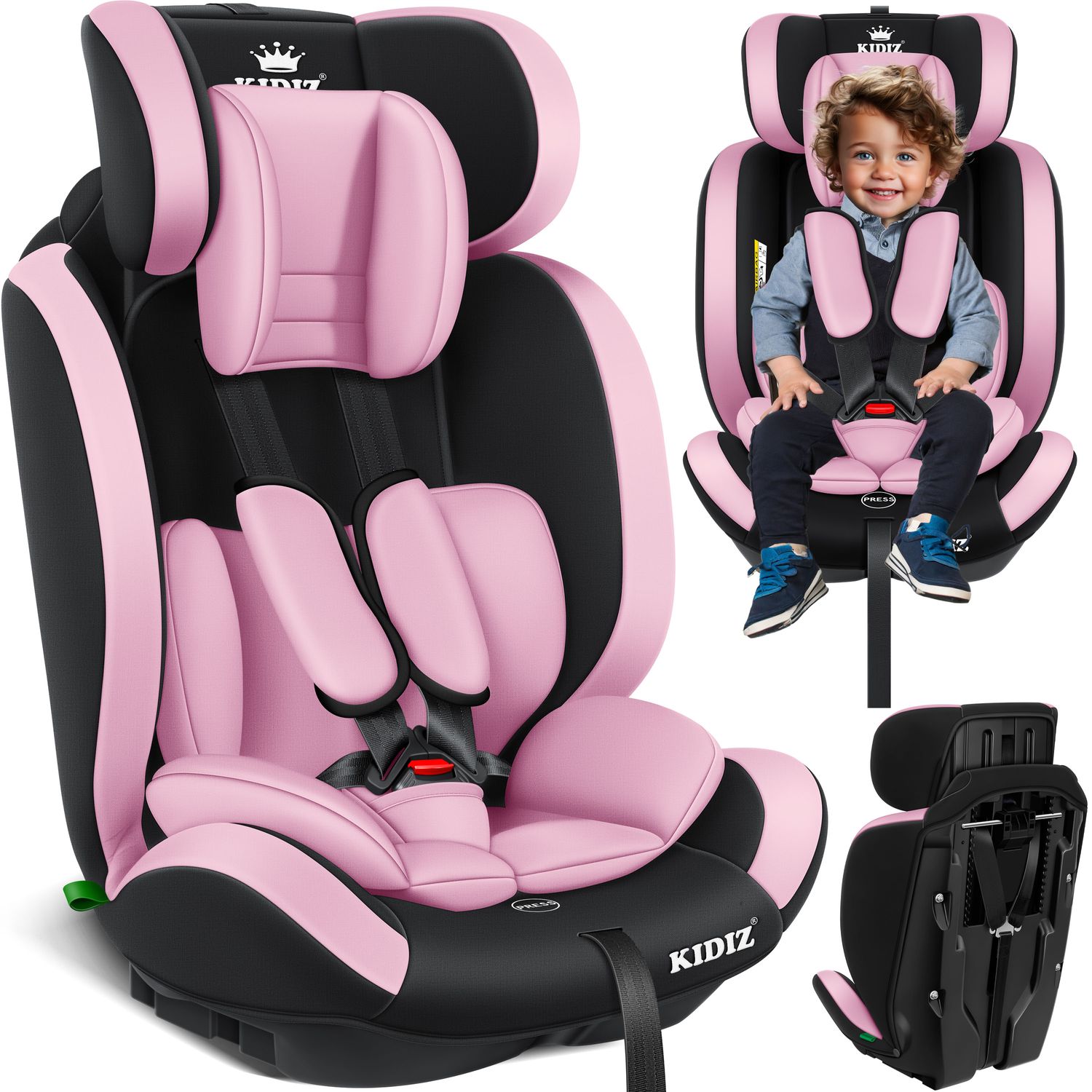 KIDIZ&reg; Autokindersitz Kinderautositz Gruppe 1+2+3 9-36 kg 5-Punkt-Sicherheitsgurt, Autositz, Kindersitz, Einstellbare Kopfst&uuml;tze 