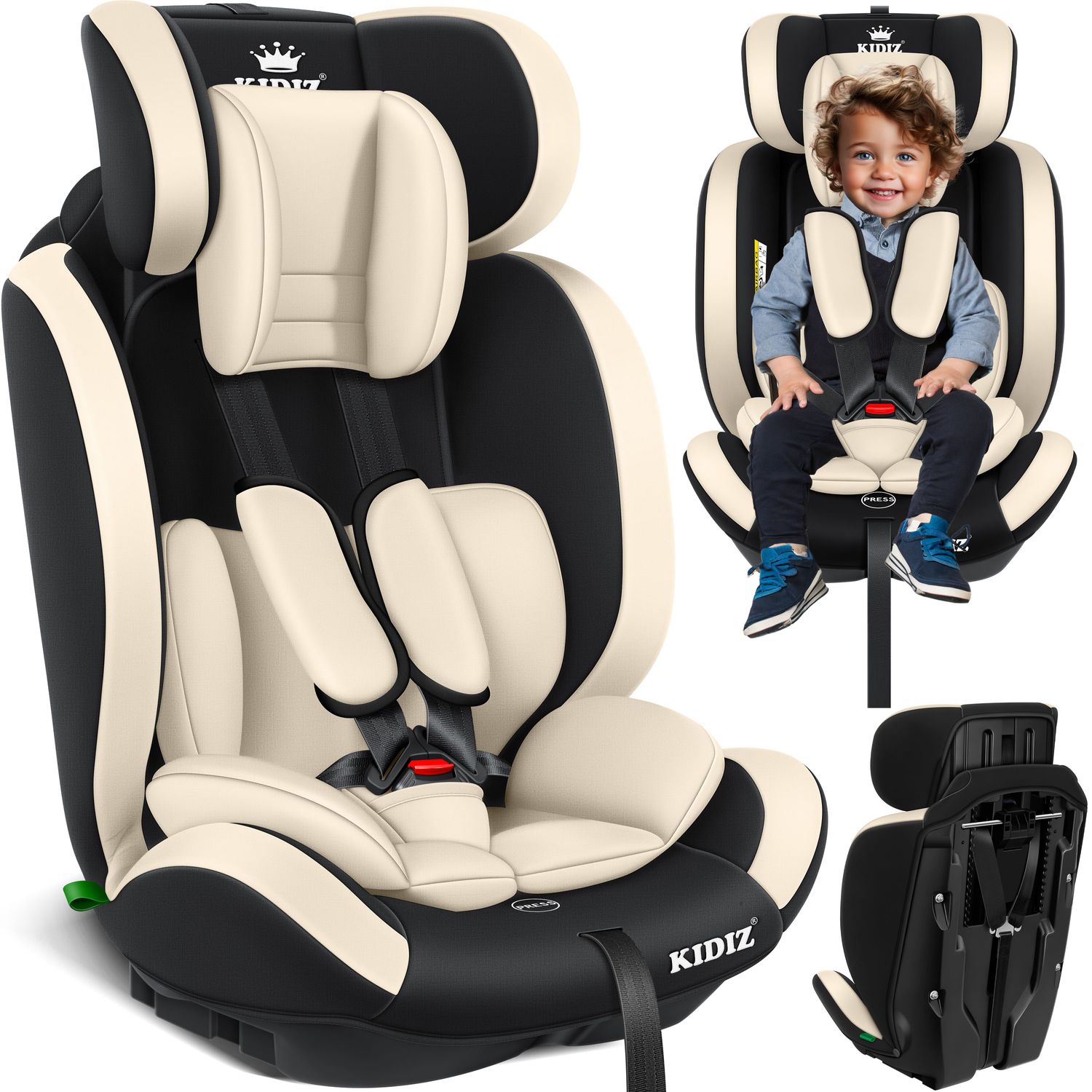 KIDIZ&reg; Autokindersitz Kinderautositz Gruppe 1+2+3 9-36 kg 5-Punkt-Sicherheitsgurt, Autositz, Kindersitz, Einstellbare Kopfst&uuml;tze 
