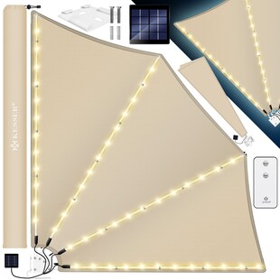 KESSER® Balkonfächer mit LED | klappbar mit Wandhalterung | 140x140cm | Sichtschutz Balkon Windschutz | Balkonsichtschutz | Seitenmarkise | witterungsbeständig | inkl. Montagematerial 