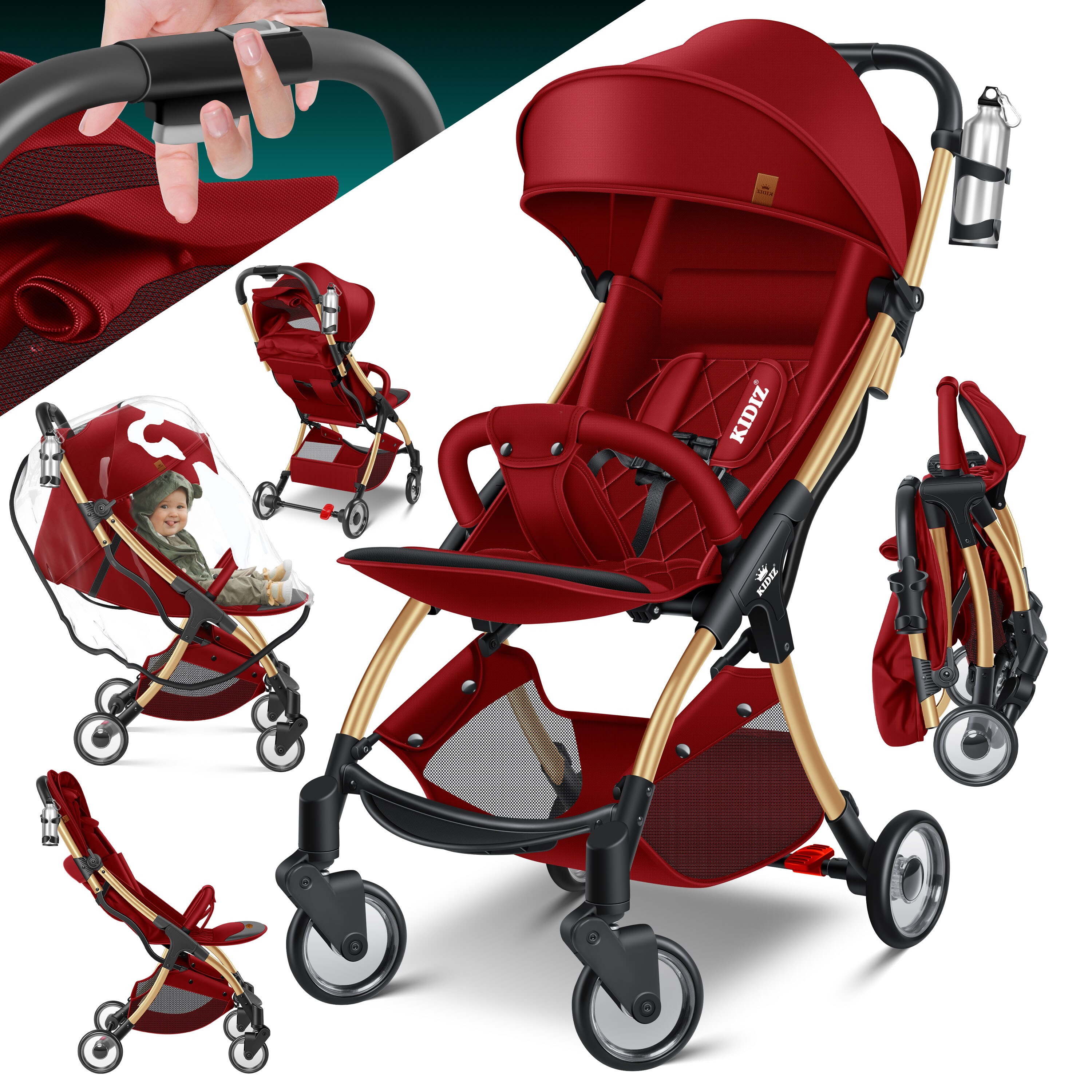 KIDIZ® Kinderwagen Premium Kinderbuggy Klappbar Li Produktbild-Vorschau 3
