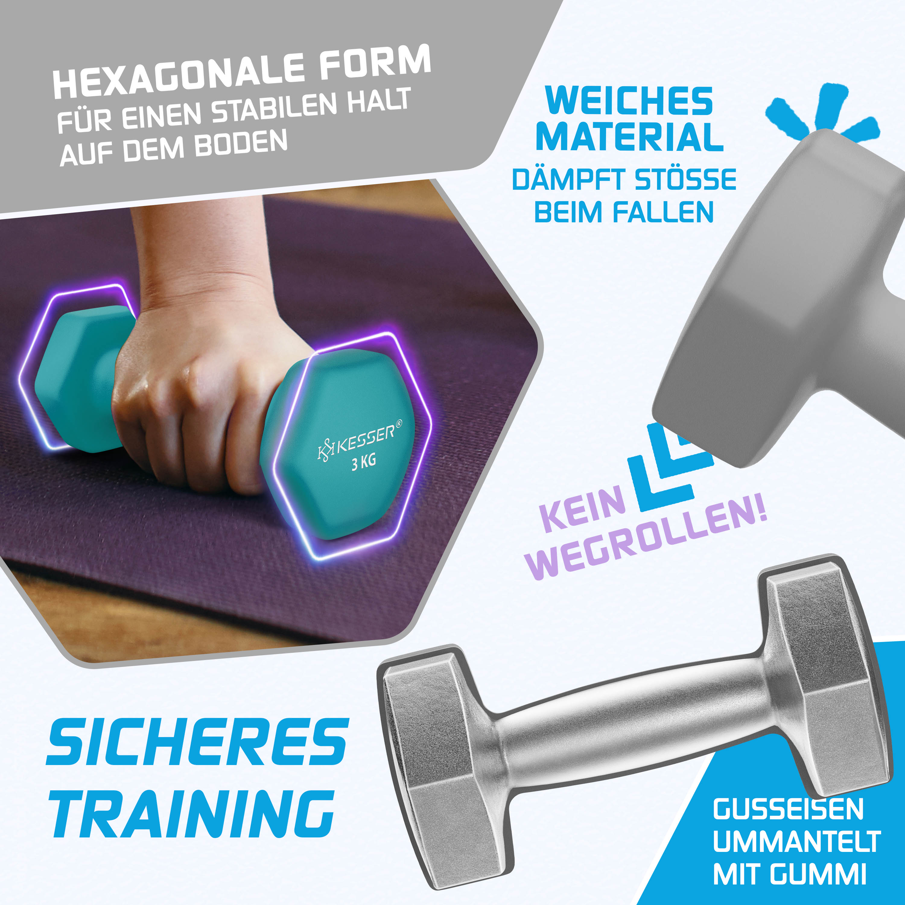 KESSER Hantel-Set, 3 Paar, 1kg - 5kg, 12kg oder 18kg kurzhanteln mit  Stnder Aufbewahrung, Fitnessstudio, Krafttraining, Hantelset rutschfeste  Neopren, Mit bungsheft, 2x Fitnessbnder bei Marktkauf online bestellen