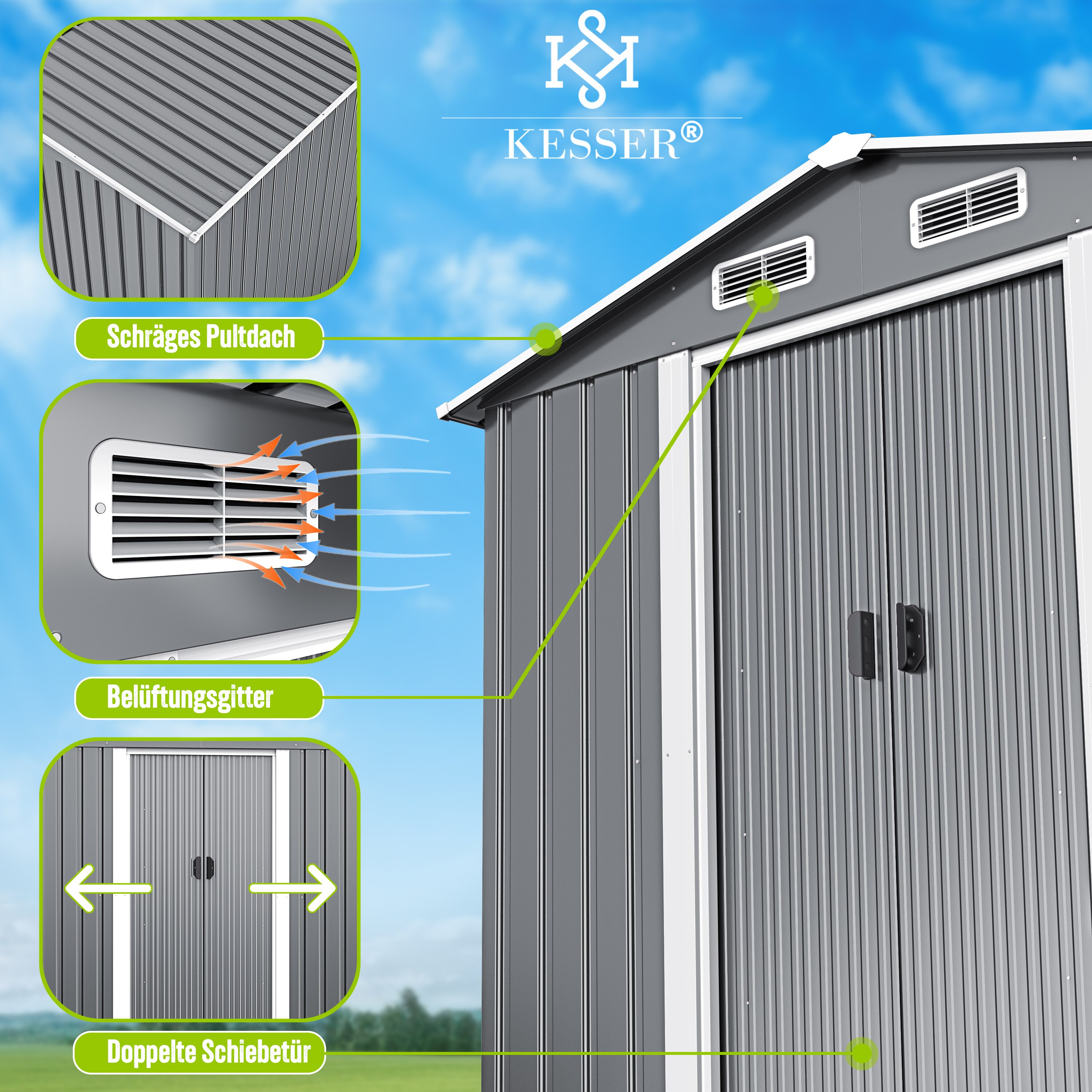 Tuinhuisje berging buitenschuur gereedschapsschuur robuust 257 x 990 x 181 cm gegalvaniseerd