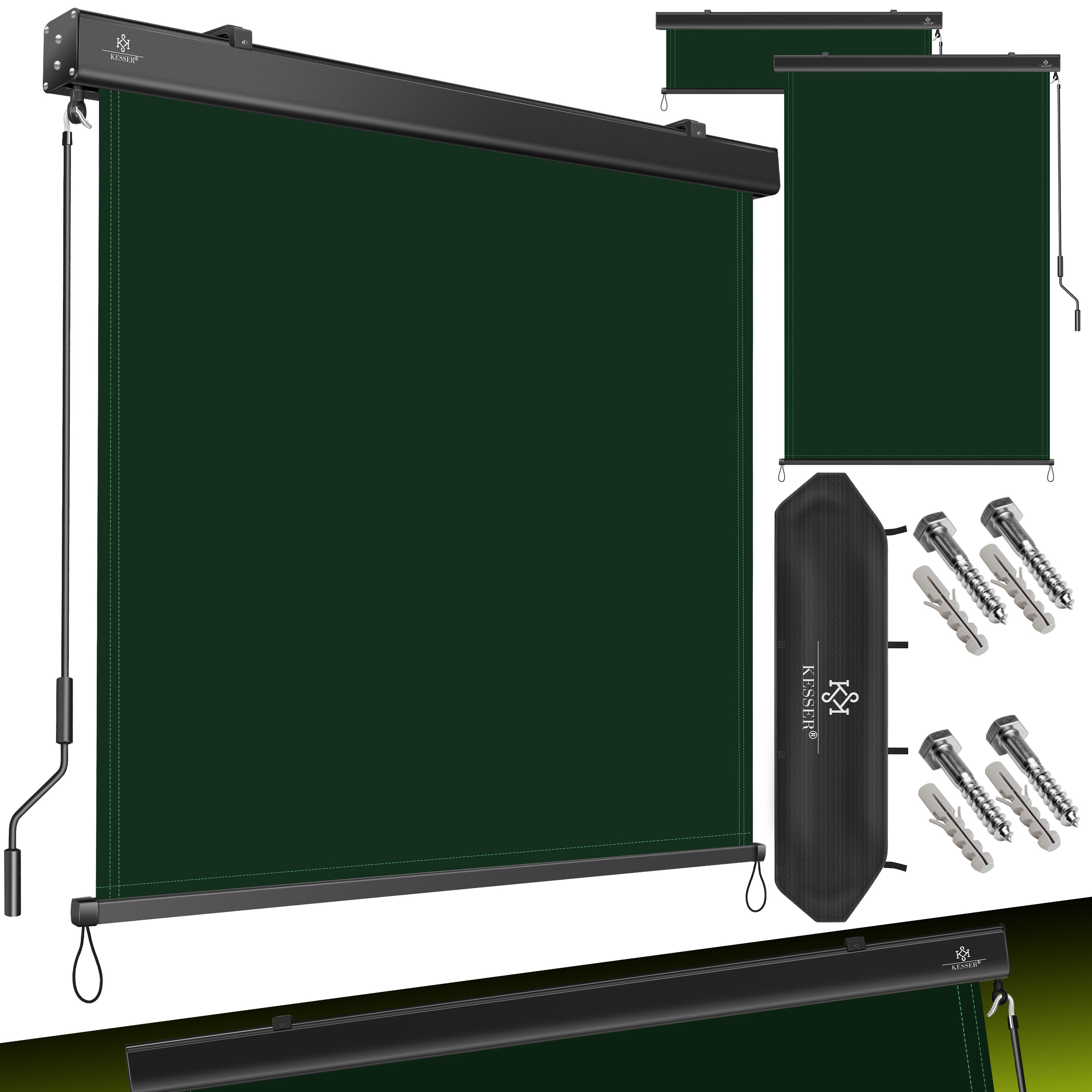 KESSER&reg; Senkrechtmarkise Au&szlig;enrollo Handkurbelmechanismus Balkonrollo Sonnen & Sichtschutz Beschattung Sonnenschutz Au&szlig;en Rollo mit Kurbel Markisenkasten Balkon & Terrasse Inkl. Montageset & Abdeckung 