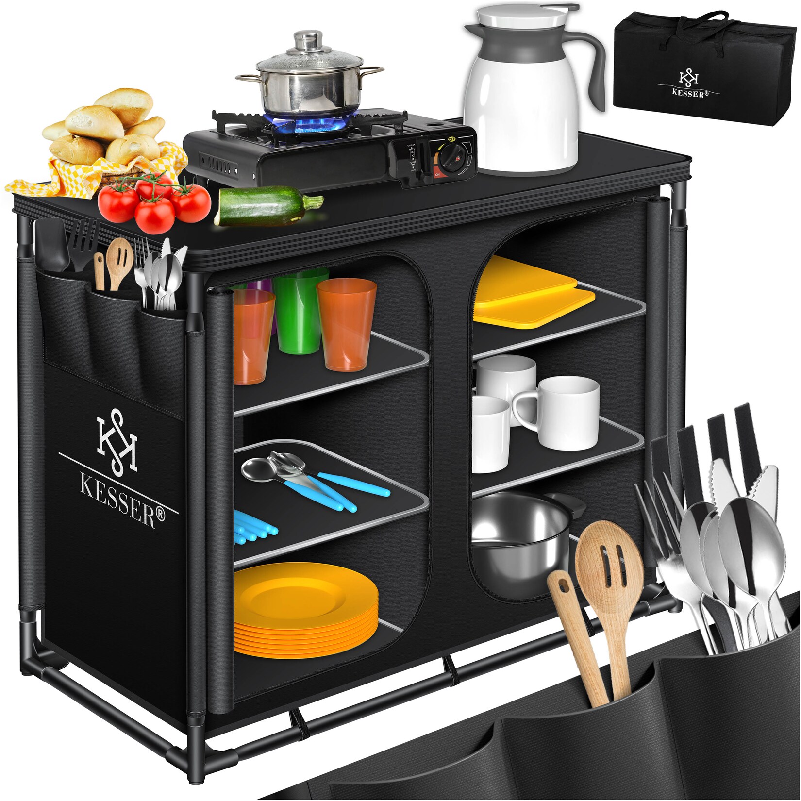 ® Campingschrank, Campingküche mit Aluminiumgestell,  inkl.Tragetasche ,  Kocherschrank für Camping , Campingmöbel , Outdoor